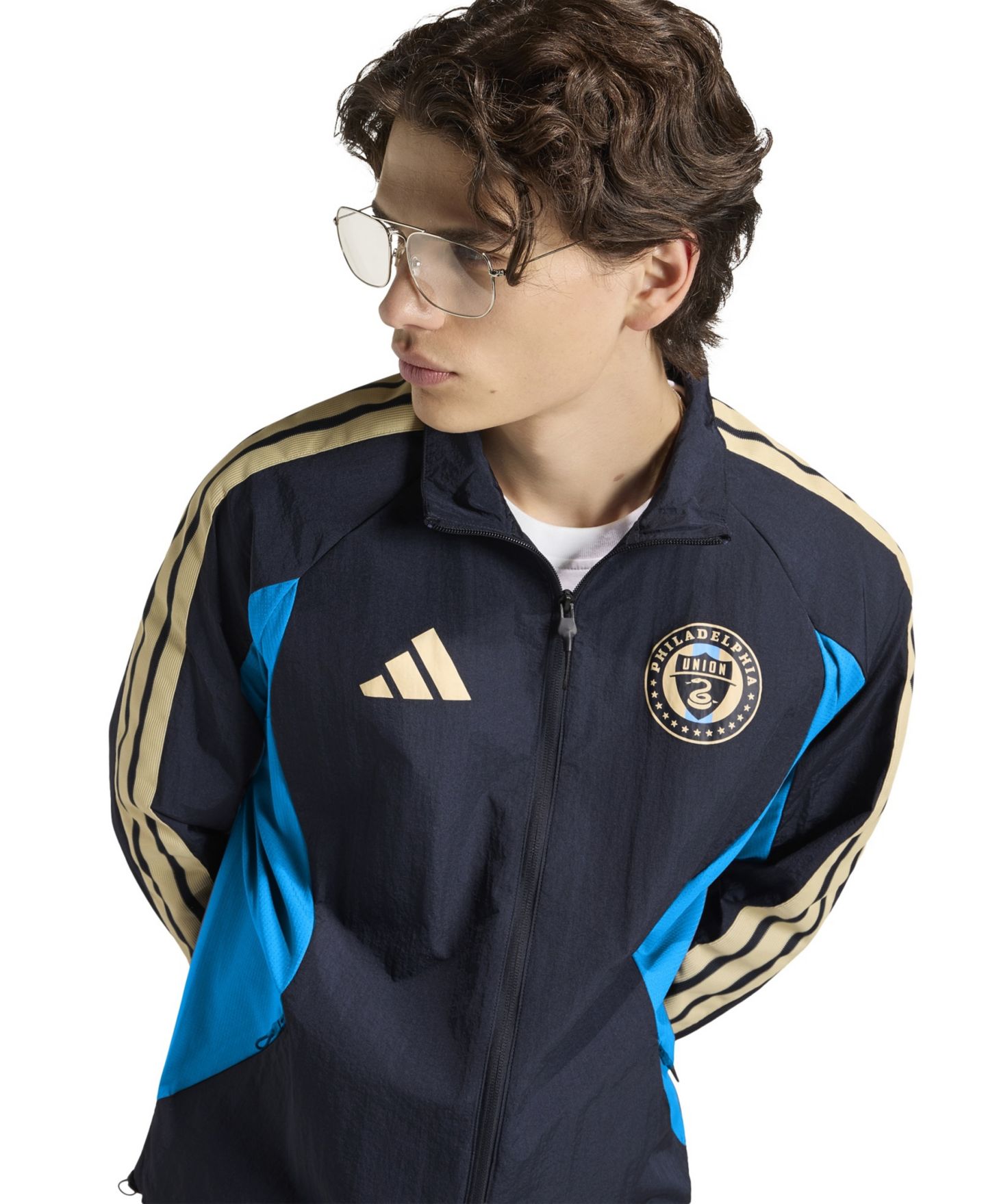 Мужская куртка adidas Navy Philadelphia Union 2026 Anthem Raglan Full-Zip — фото 5