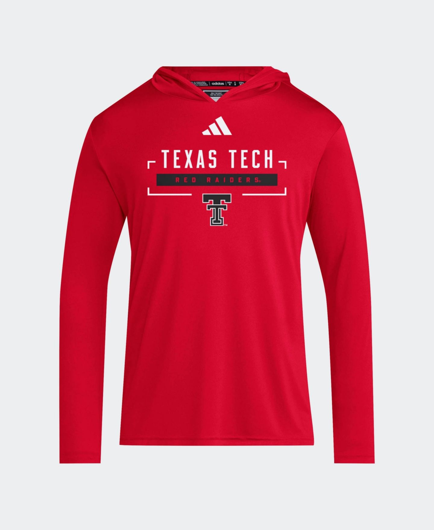 Мужская футболка adidas Red Texas Tech Red Raiders D4T Long Sleeve Hooded — фото 1