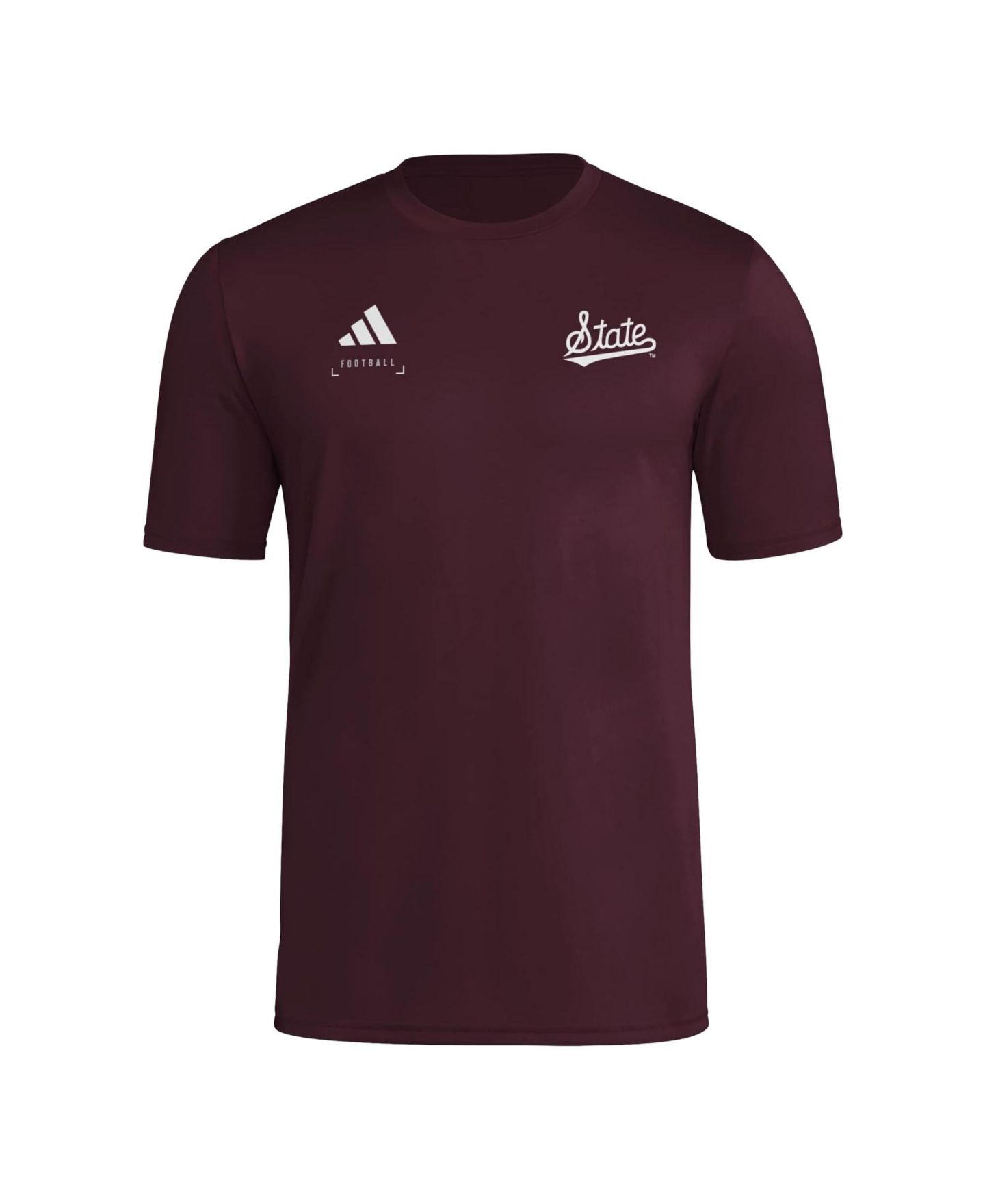 Мужская футболка adidas Maroon Mississippi State Bulldogs Locker Football Icon Aeroready Pre-Game — фото 2