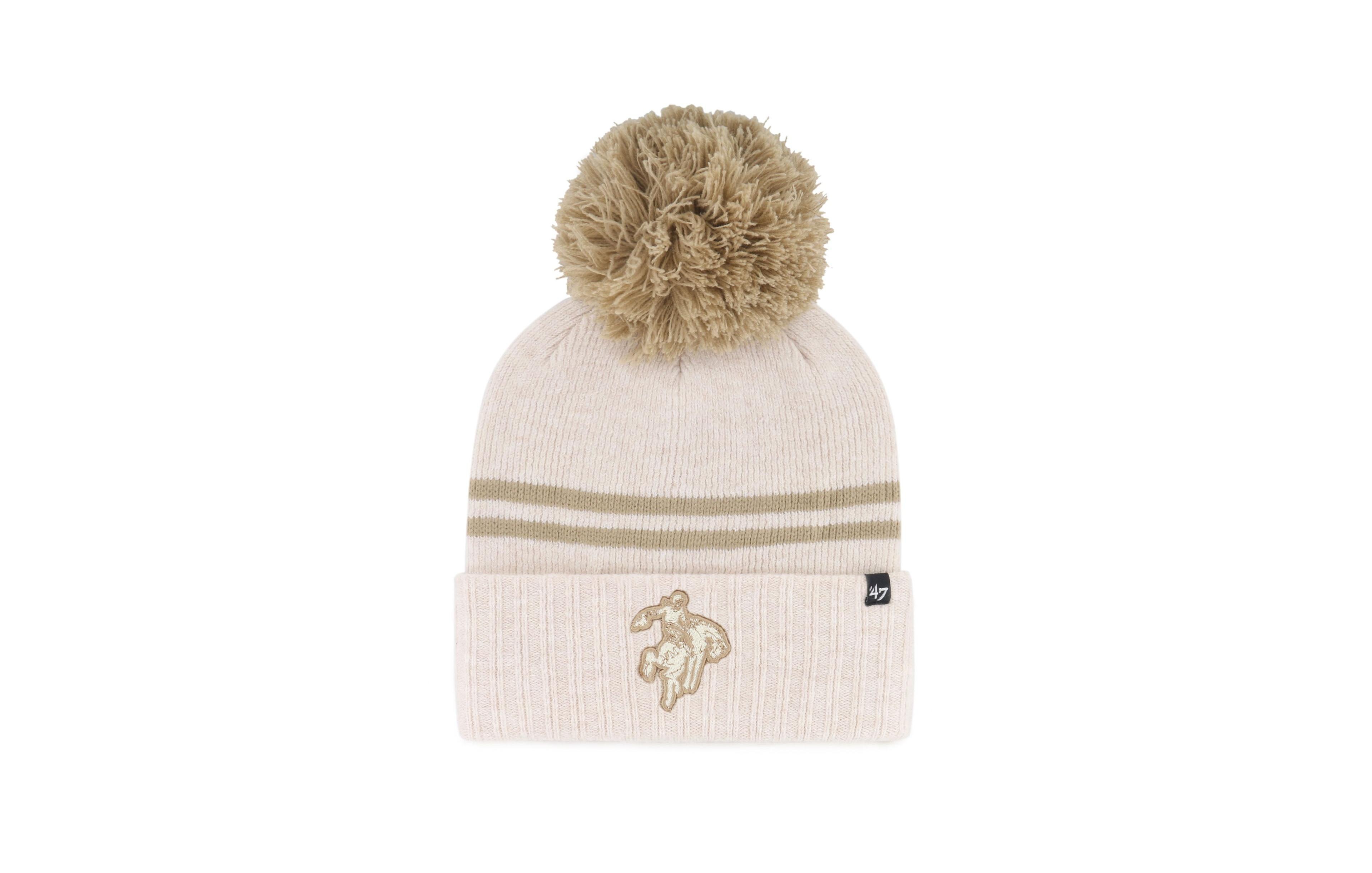'47 Brand Women's Natural Oklahoma State Cowboys Core Inline Latte Cuffed Knit with Pom Hat