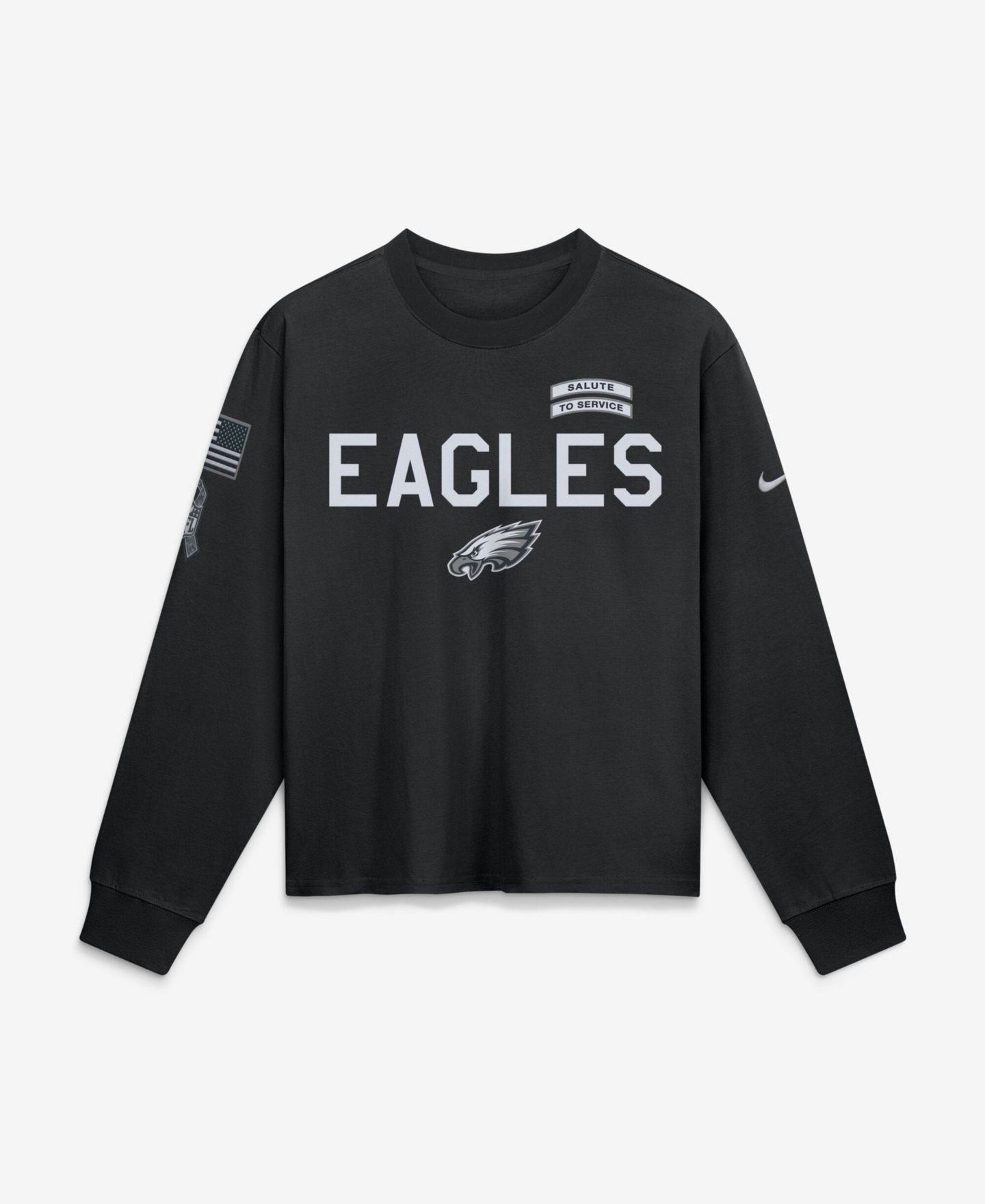 Женская футболка Nike Black Philadelphia Eagles 2026 Salute to Service Sideline Long Sleeve — фото 1