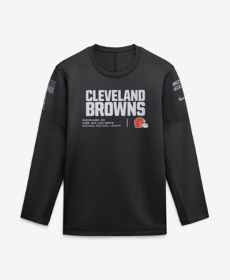 Men's Black Cleveland Browns 2026 Salute to Service Sideline Coaches Crewneck Therma-FIT Sweatshirt