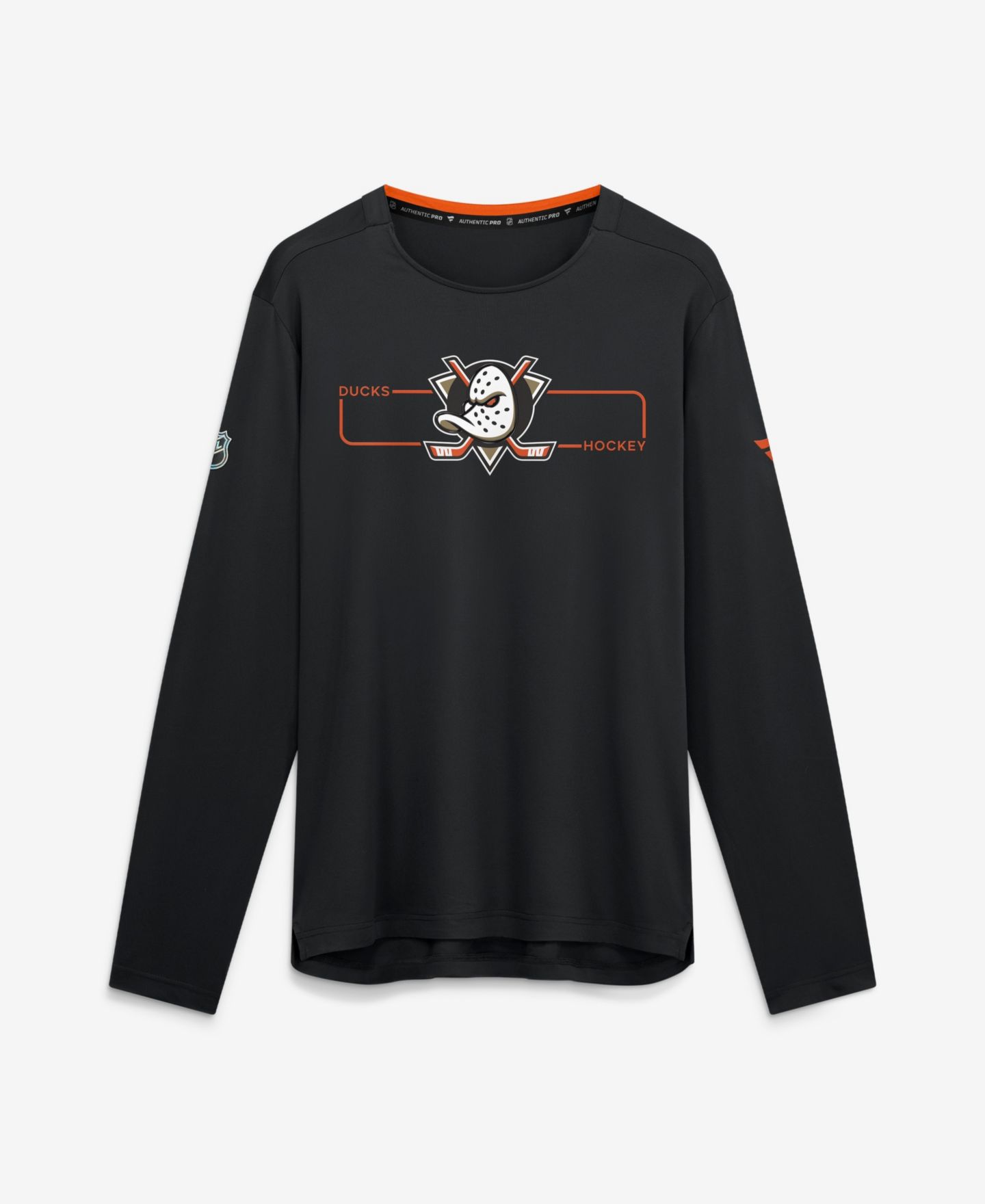 Мужская футболка Fanatics Black Anaheim Ducks Authentic Pro Rink Tech Long Sleeve — фото 1