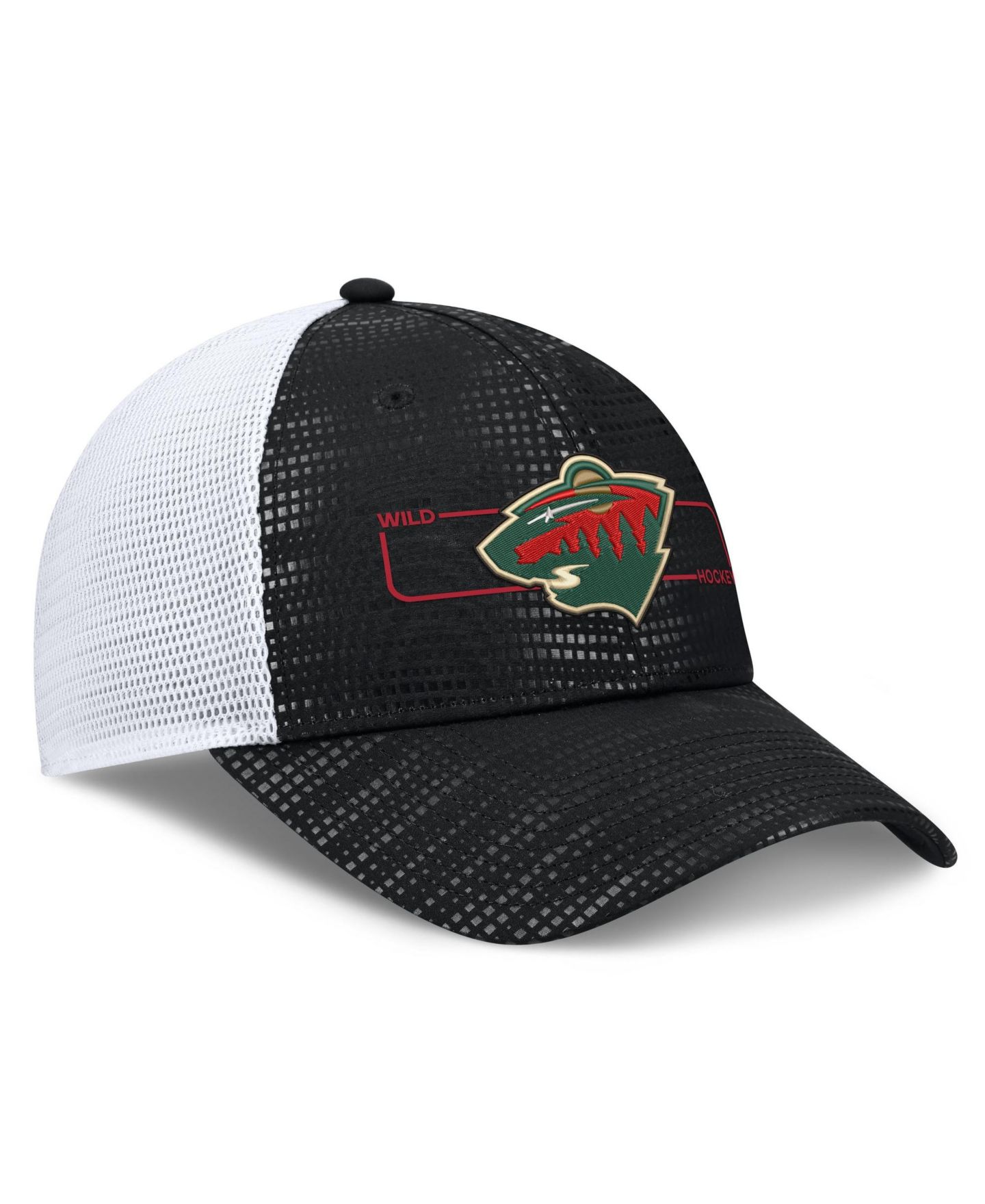 Мужская кепка Fanatics Black Minnesota Wild Authentic Pro Rink Boxed Logo Trucker Hat — фото 3