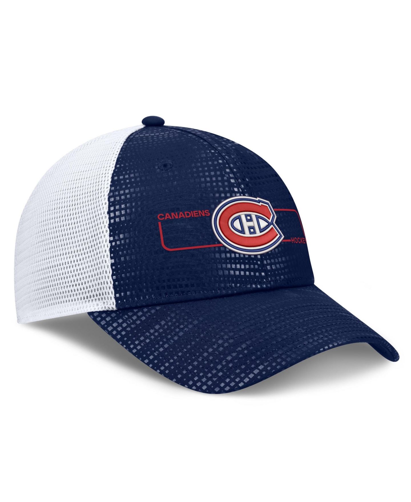 Мужская кепка Fanatics Navy Montreal Canadiens Authentic Pro Rink Boxed Logo Trucker Hat — фото 3
