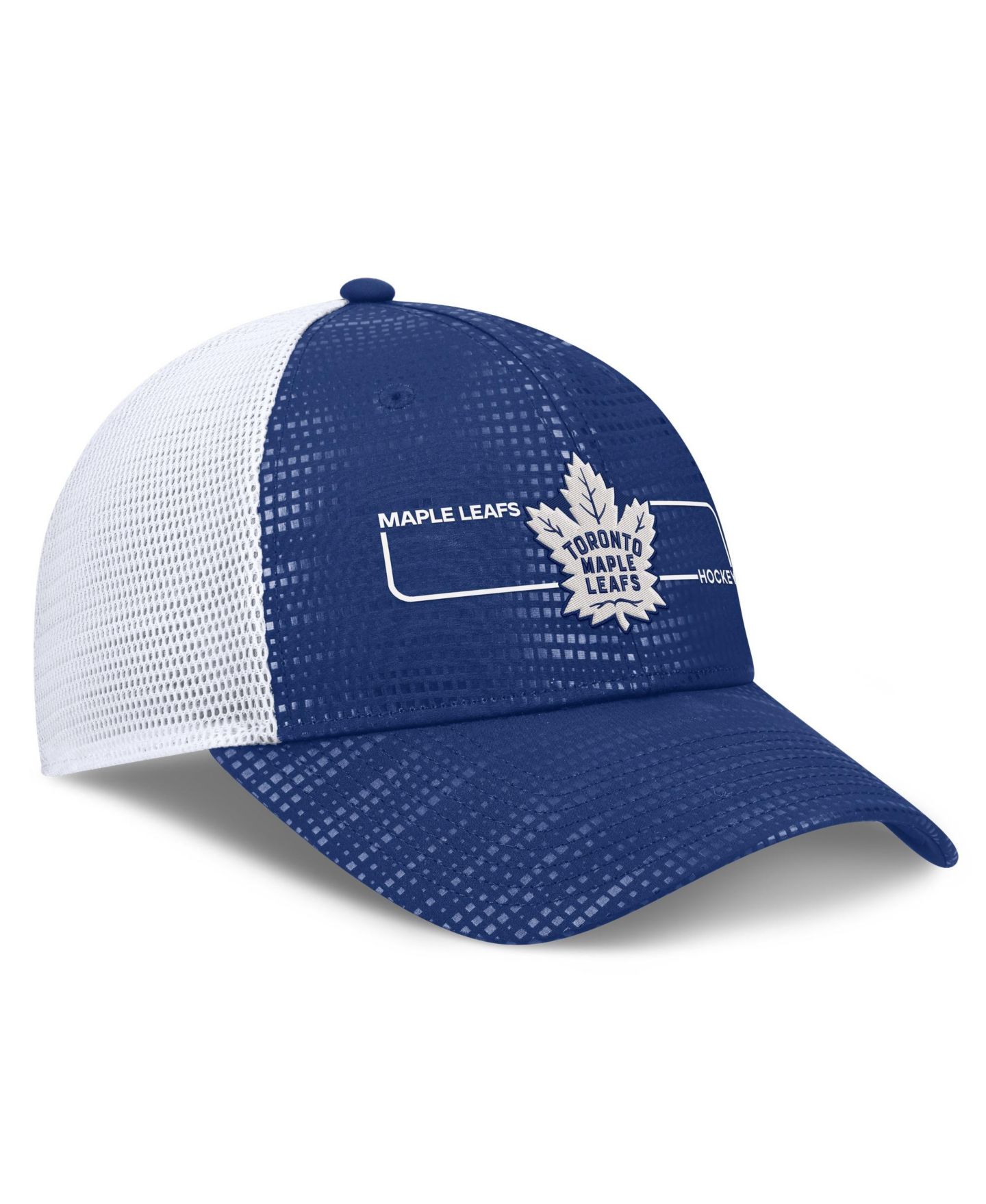 Мужская кепка Fanatics Blue Toronto Maple Leafs Authentic Pro Rink Boxed Logo Trucker Hat — фото 3