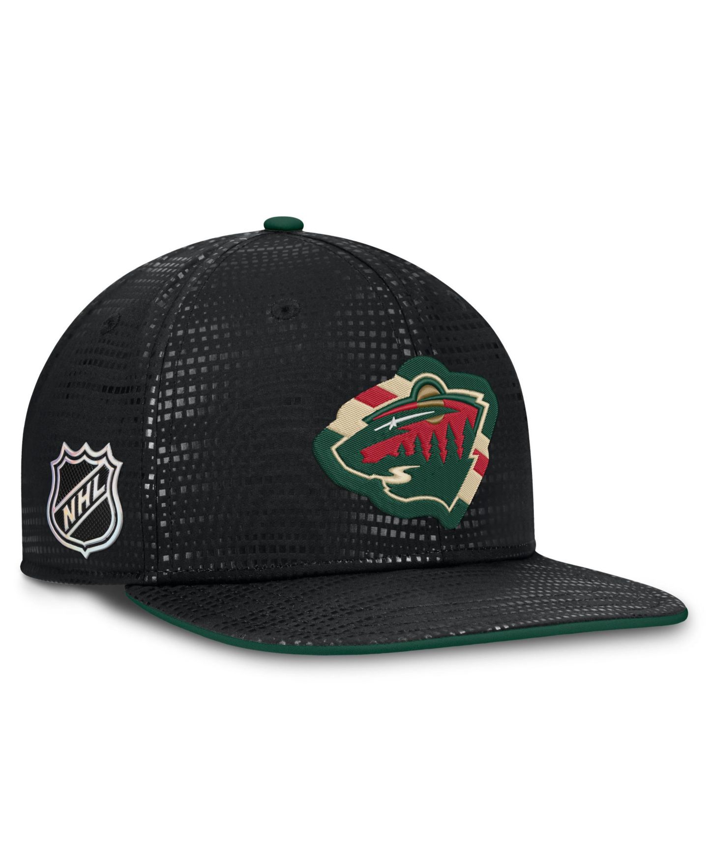 Мужские козырьки Fanatics Black Minnesota Wild Authentic Pro Rink Square Snapback Hat — фото 3