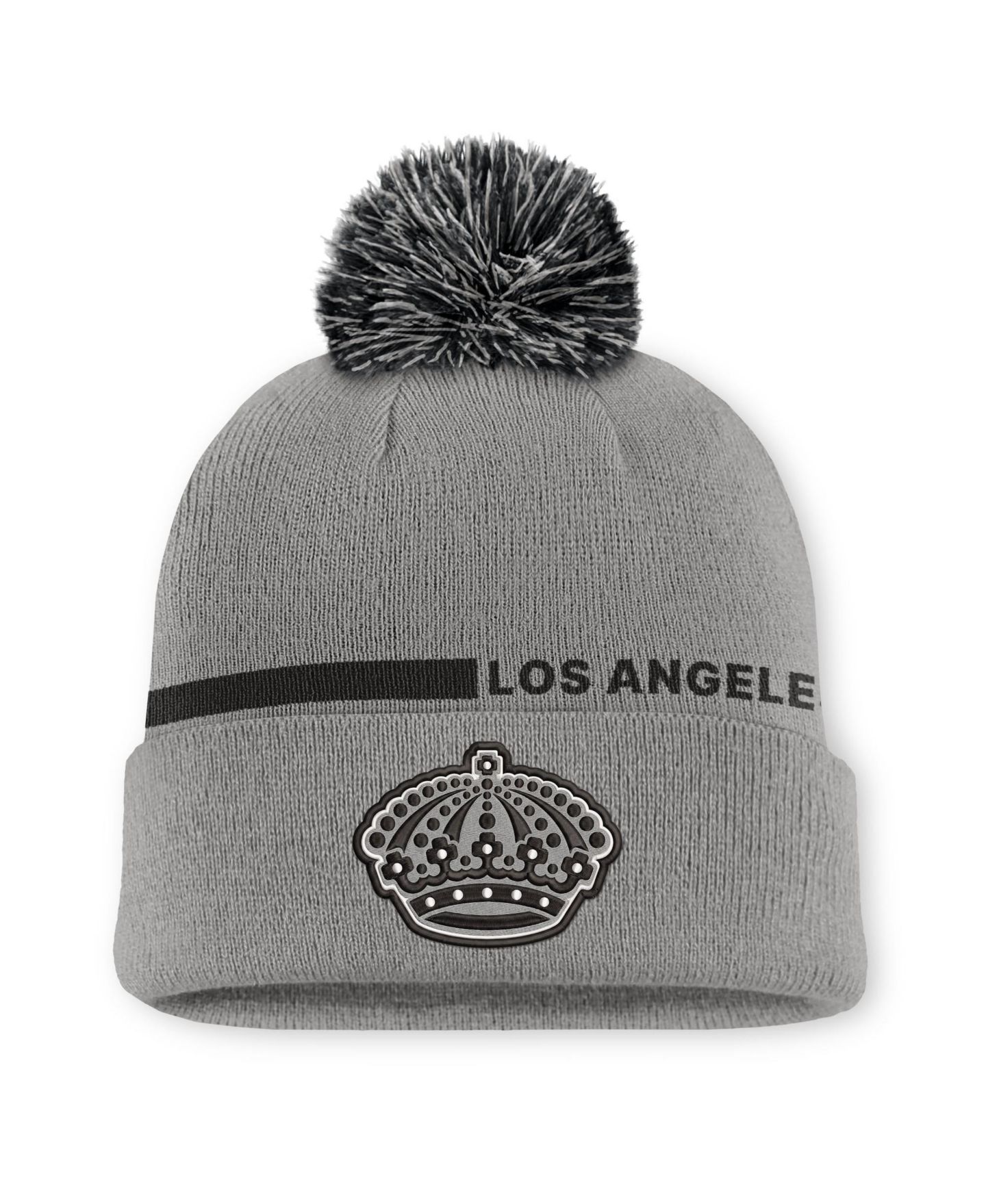 Мужской головной убор Fanatics Gray Los Angeles Kings Authentic Pro Alternate Cuffed Knit with Pom Hat — фото 1