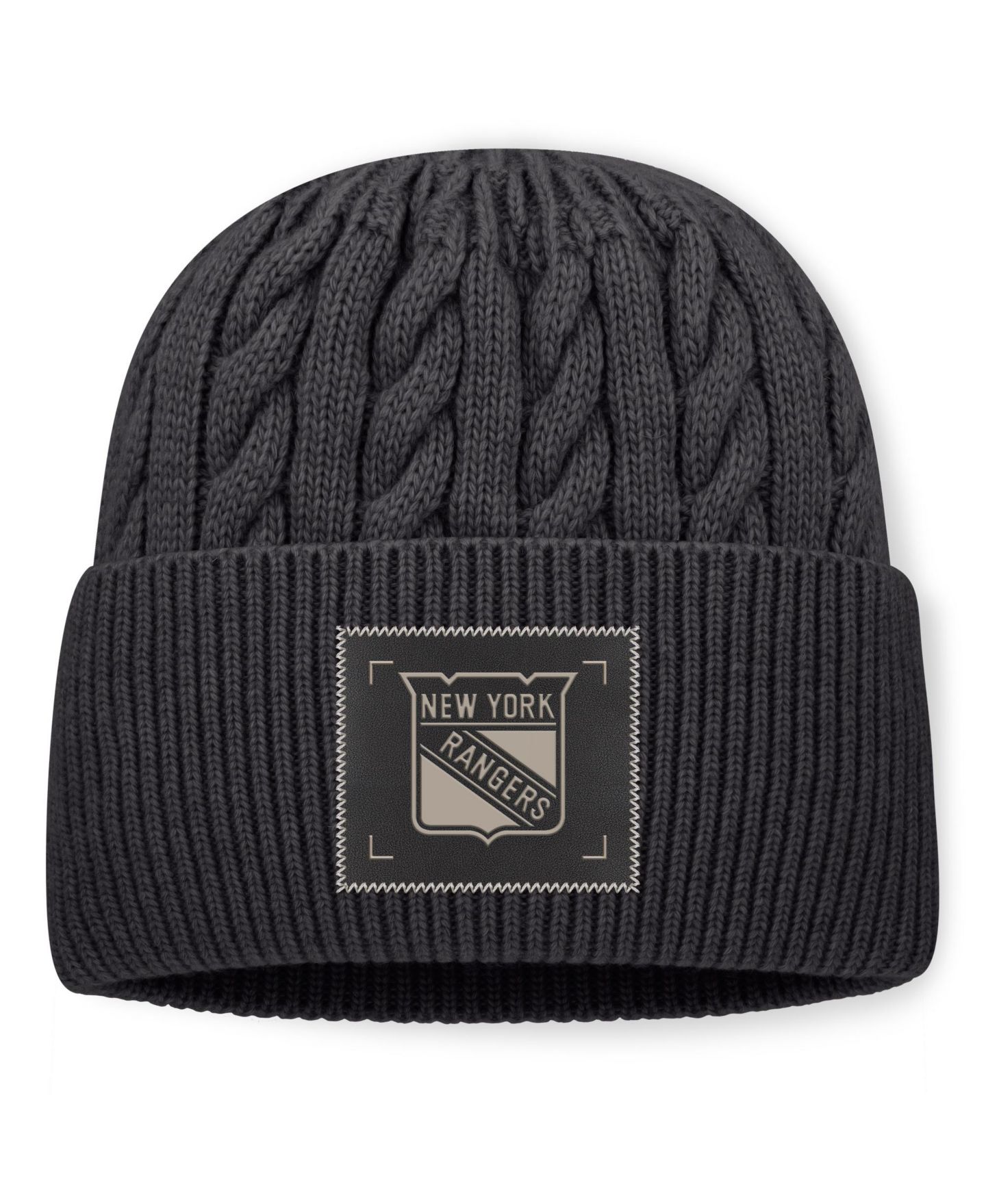 Мужская шапка Fanatics Charcoal New York Rangers Road Phantom Oversized Cuffed Knit Hat — фото 1