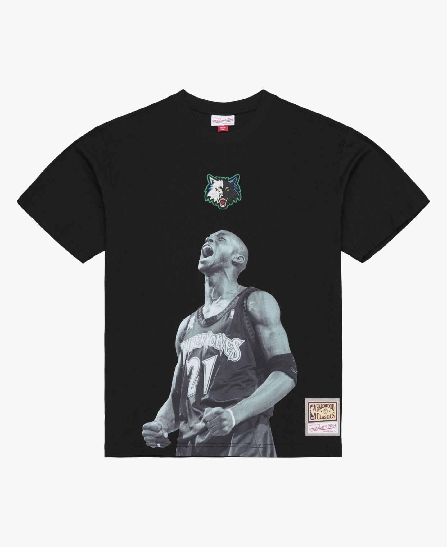 Мужская футболка Mitchell & Ness Kevin Garnett Black Minnesota Timberwolves Hardwood Classics Player — фото 1
