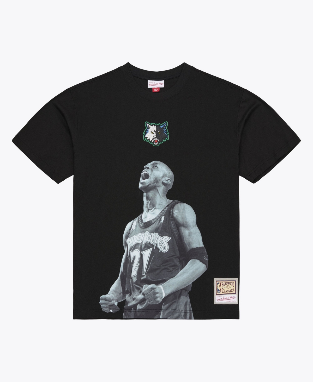 Mitchell & Ness Men's Kevin Garnett Black Minnesota Timberwolves Hardwood Classics Player T-Shirt - Black