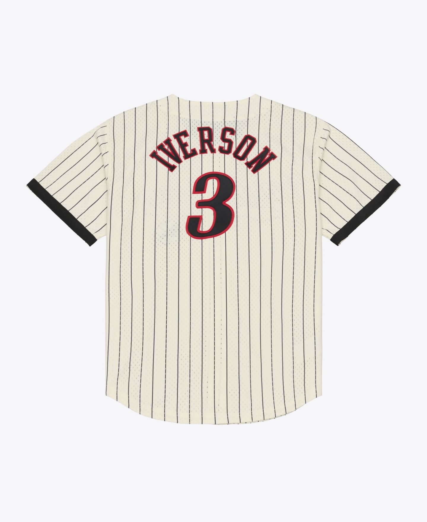 Мужской топ Mitchell & Ness Allen Iverson Cream Philadelphia 76ers Player Mesh Button-Front Jersey — фото 3