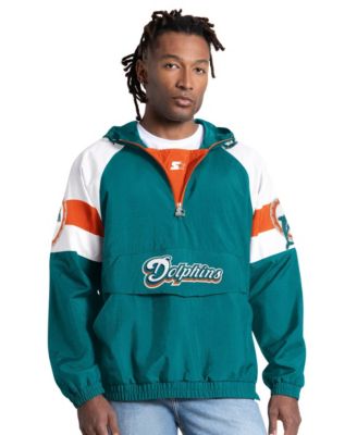 Men's Aqua Miami Dolphins Street Cut Retro Logo Half-Zip Jacket