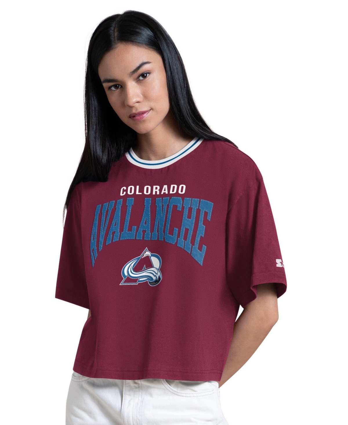 Starter Women's Burgundy Colorado Avalanche Ace Cropped T-Shirt