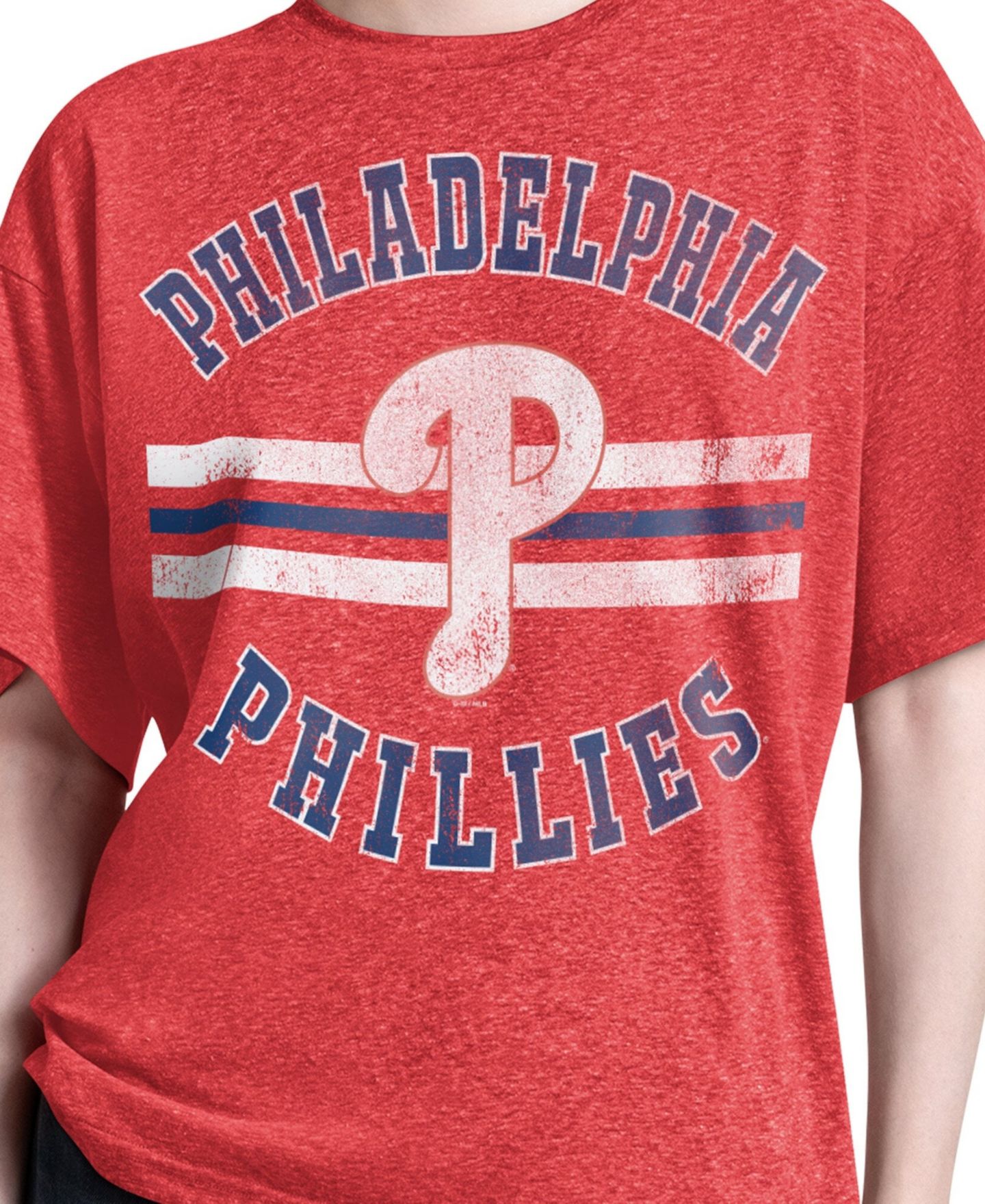 Женская футболка Starter Red Philadelphia Phillies Jump Shot Boyfriend Tri-Blend — фото 3