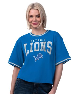 Women's Blue Detroit Lions Ace Cropped T-Shirt