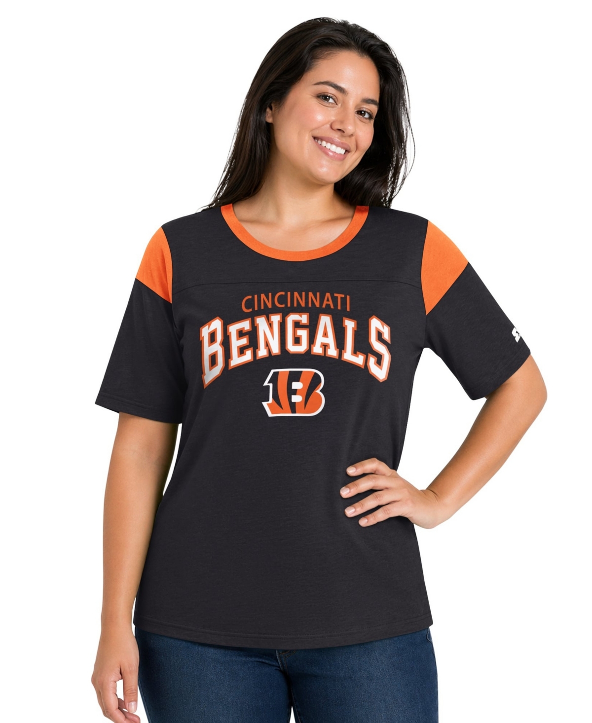 Starter Women's Black Cincinnati Bengals Plus Linebacker Slub T-Shirt