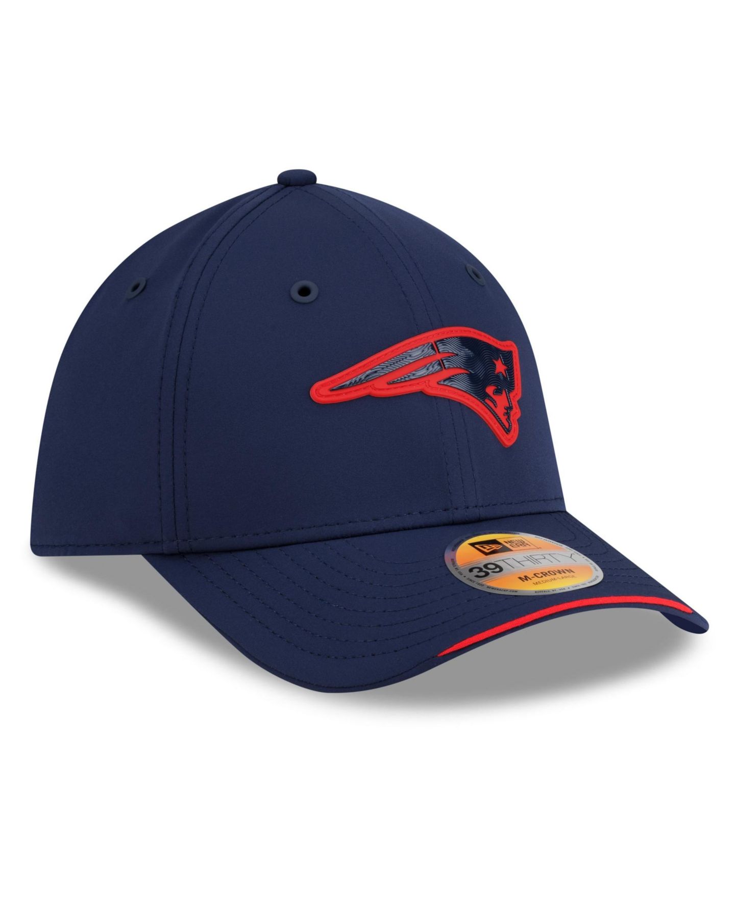 Мужская кепка New Era Navy New England Patriots 2026 Sideline 39THIRTY M-Crown Flex Hat — фото 3