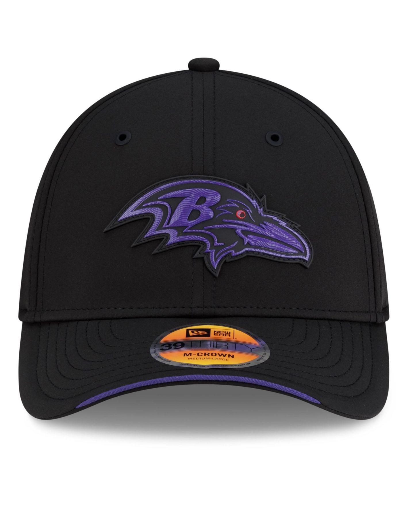Мужская кепка New Era Black Baltimore Ravens 2026 Sideline 39THIRTY M-Crown Flex Hat — фото 2