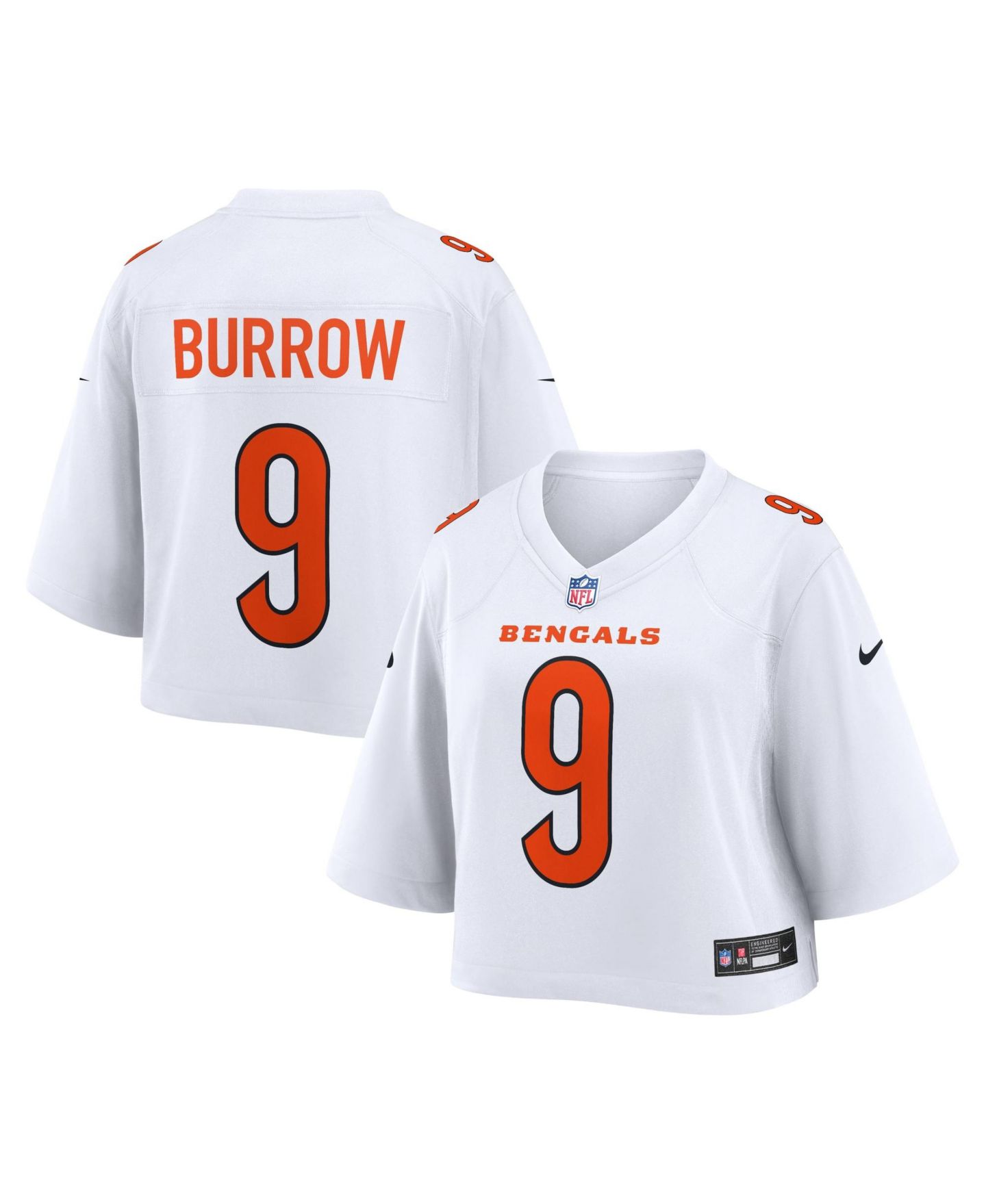 Женский топ Nike Joe Burrow White Cincinnati Bengals Cropped Fashion Game Jersey — фото 1