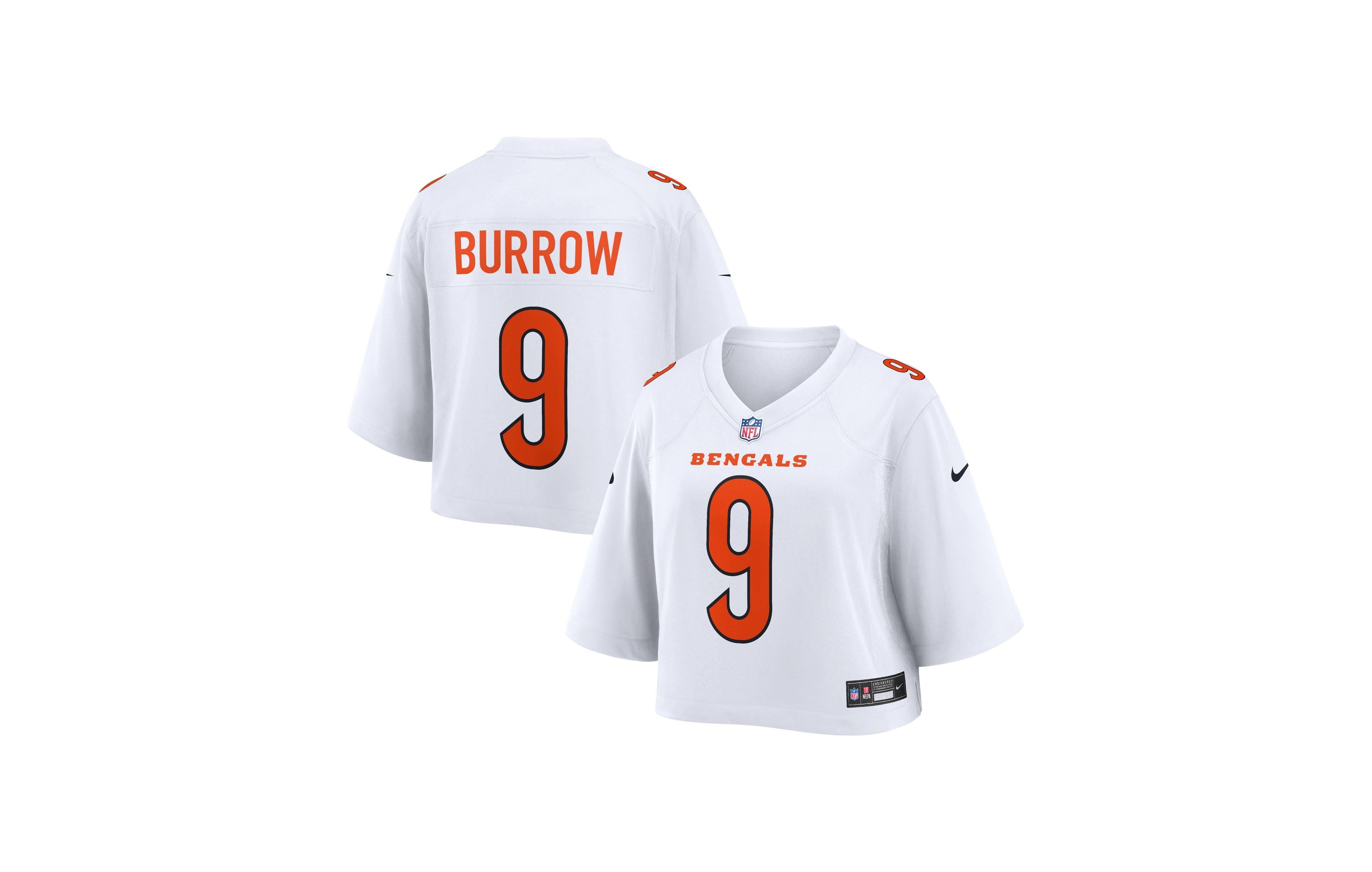Nike Women's Joe Burrow White Cincinnati Bengals Cropped Fashion Game Jersey