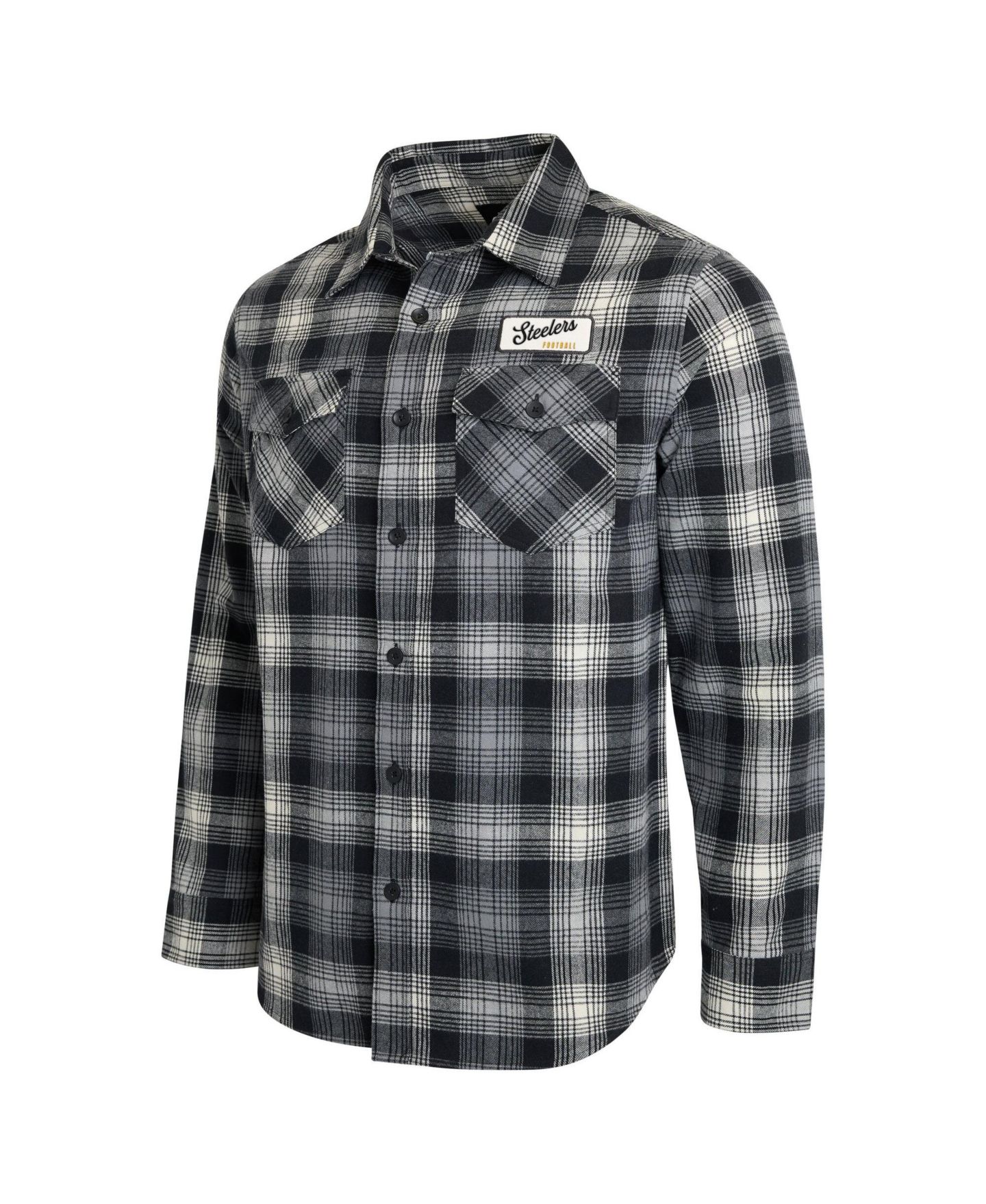 Мужская рубашка Darius Rucker Collection By Fanatics Black Pittsburgh Steelers Flannel Plaid Long Sleeve Button Up — фото 2