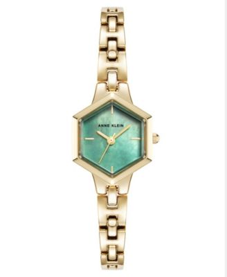 Women's Japanese Quartz Imitation Pearl Hexagonal Gold-tone Bracelet Watch 21mm