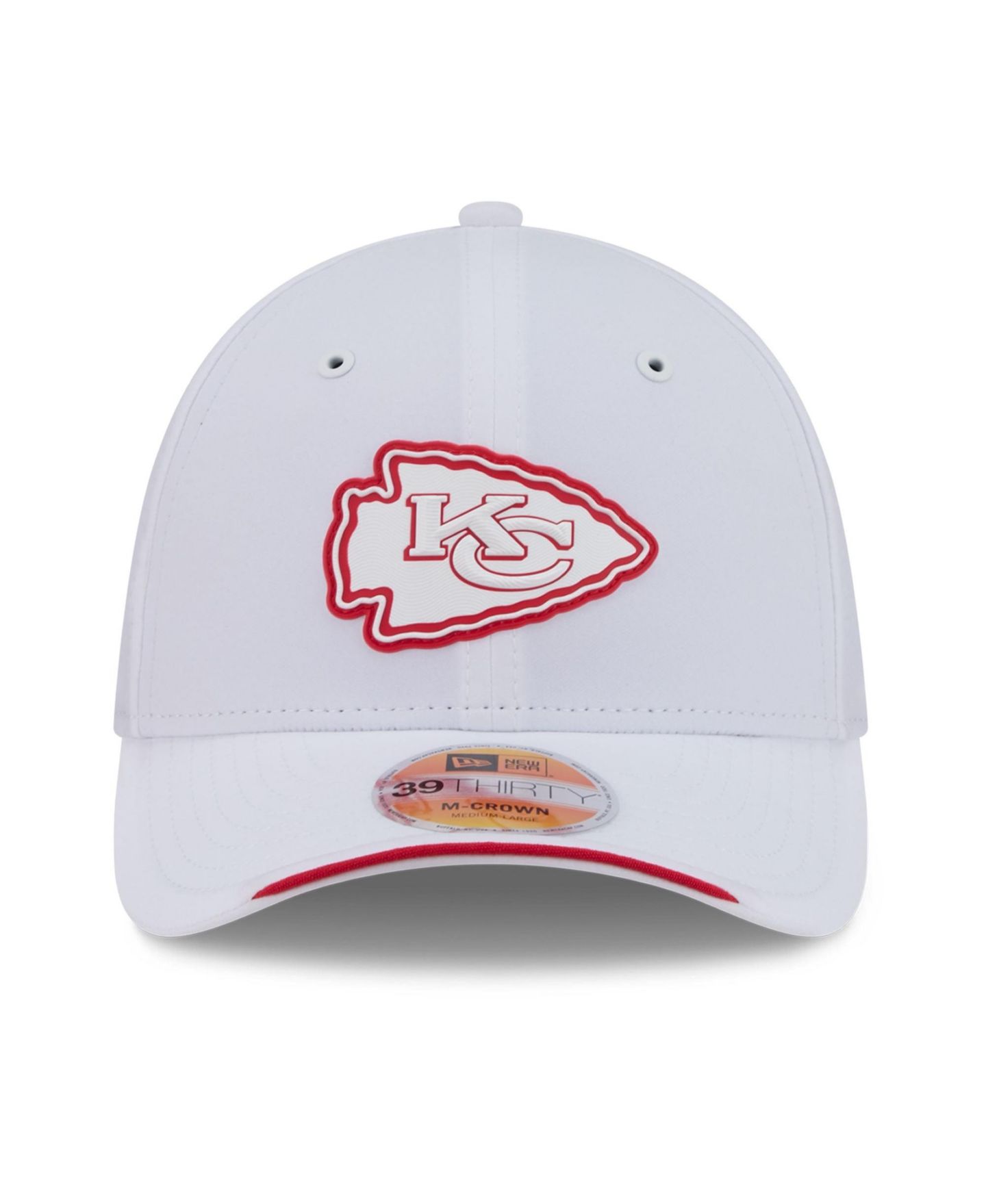 Мужская кепка New Era White Kansas City Chiefs 2026 Sideline 39THIRTY M-Crown Flex Hat — фото 2