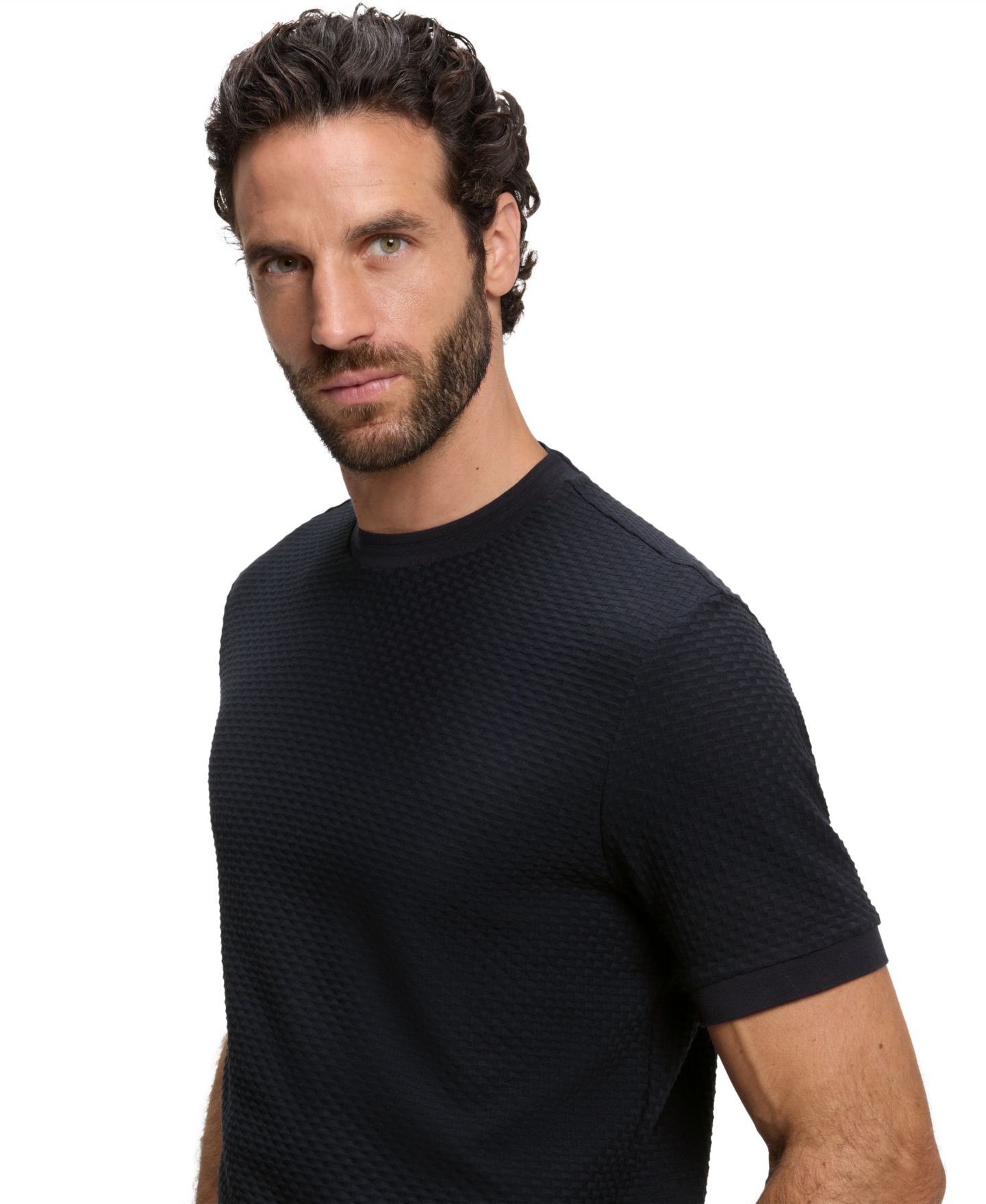 Мужская футболка Hugo Boss Cotton Geometric Structure, цвет: Тёмный синий — фото 5