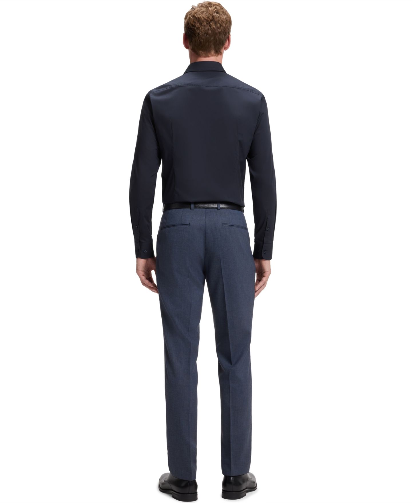 Мужская рубашка Hugo Boss BOSS by Easy-Iron Stretch Cotton Slim-Fit Dress Shirt, цвет: Тёмный синий — фото 3
