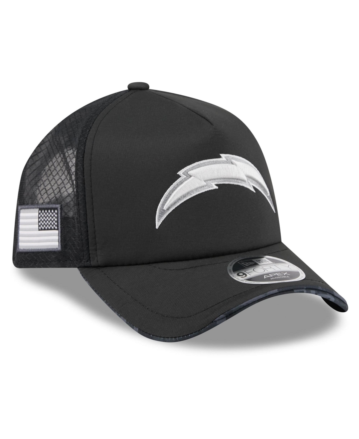 New Era Men's Black Los Angeles Chargers 2026 Salute To Service Apex 9FORTY Adjustable Trucker Hat - Black