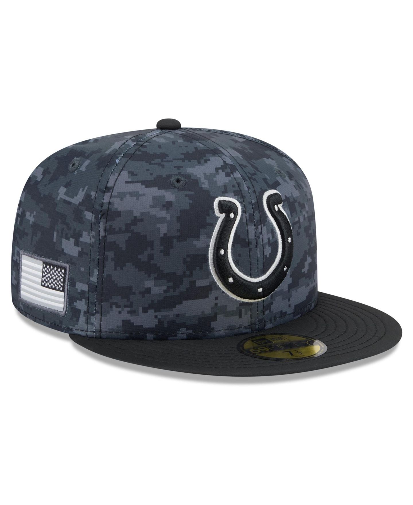 Мужская кепка New Era Black Indianapolis Colts 2026 Salute To Service 59FIFTY Fitted Hat — фото 1