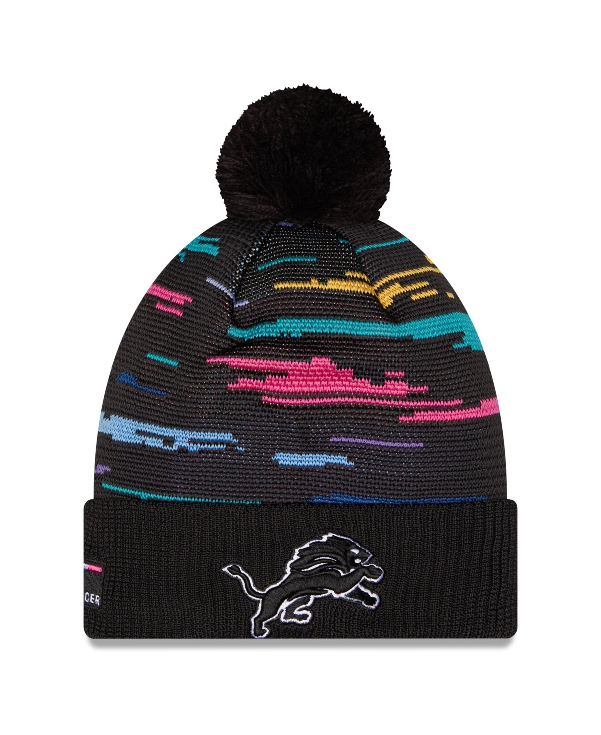 New Era Men's Black Detroit Lions 2026 Nfl Crucial Catch Cuffed Knit with Pom Hat - Black