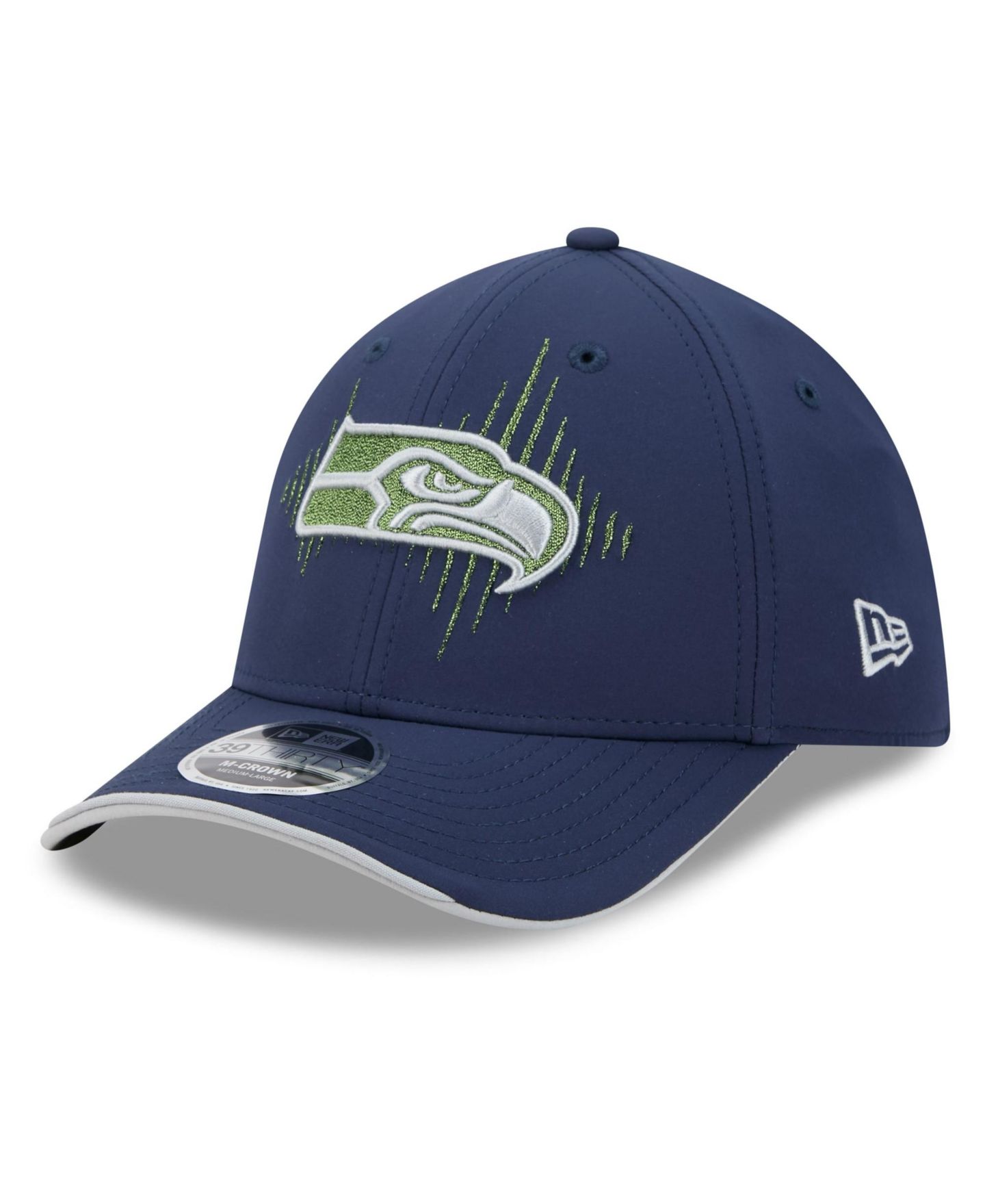 Мужской головной убор New Era College Navy Seattle Seahawks Rivalries Collection 39THIRTY M-Crown Stretch Hat — фото 3