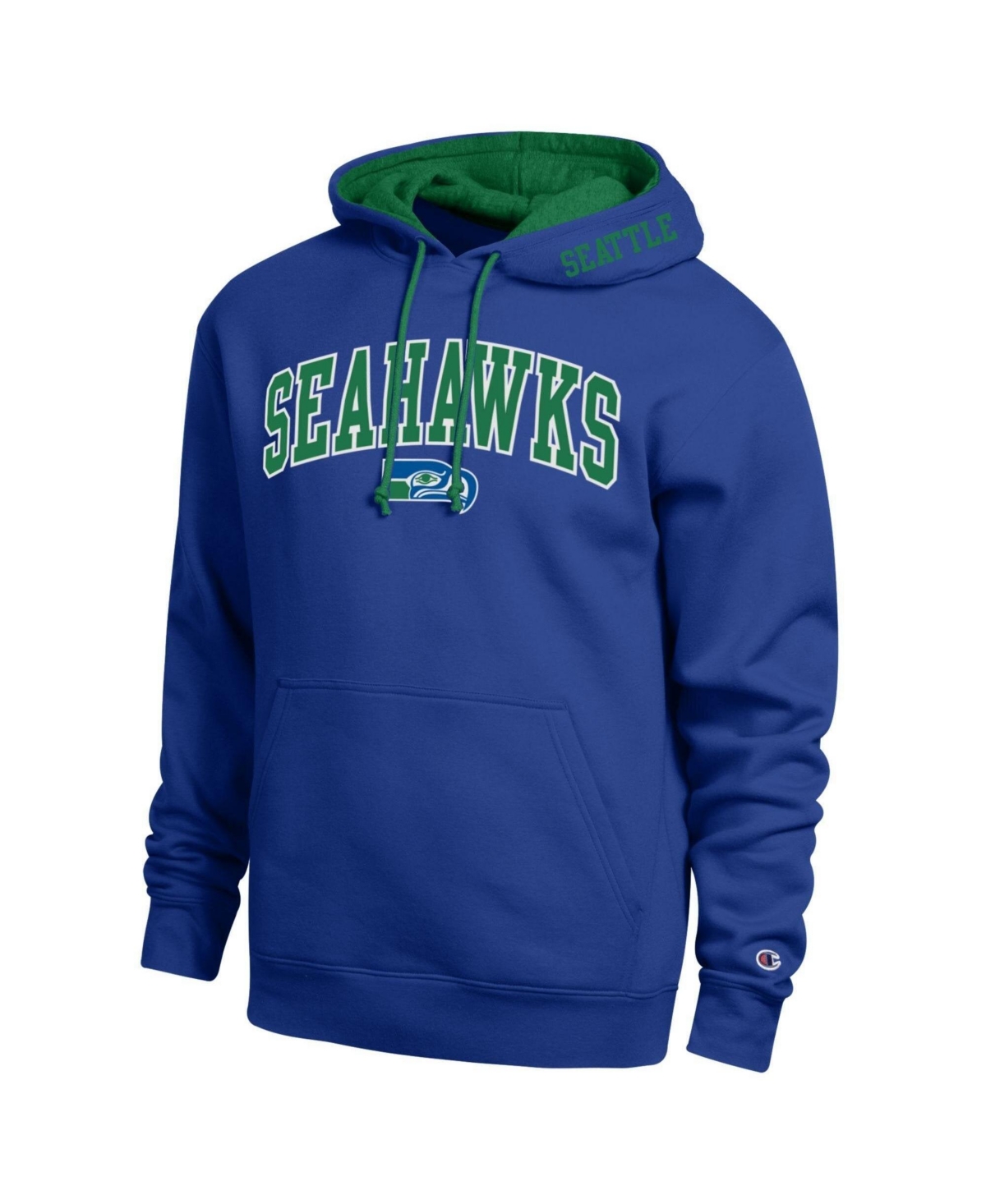 Champion Men's Royal/Green Seattle Seahawks Contrast Hoodie - Royal, Green