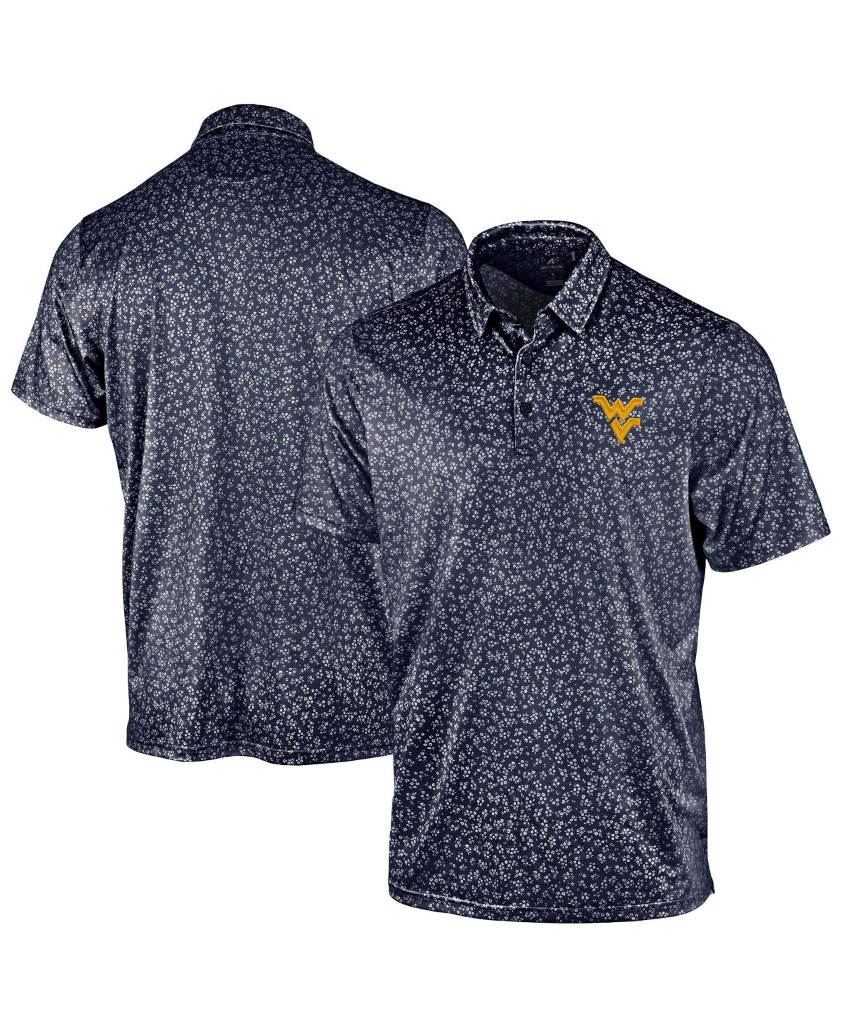 Antigua Men's Navy West Virginia Mountaineers Mono Floral Polo Shirt