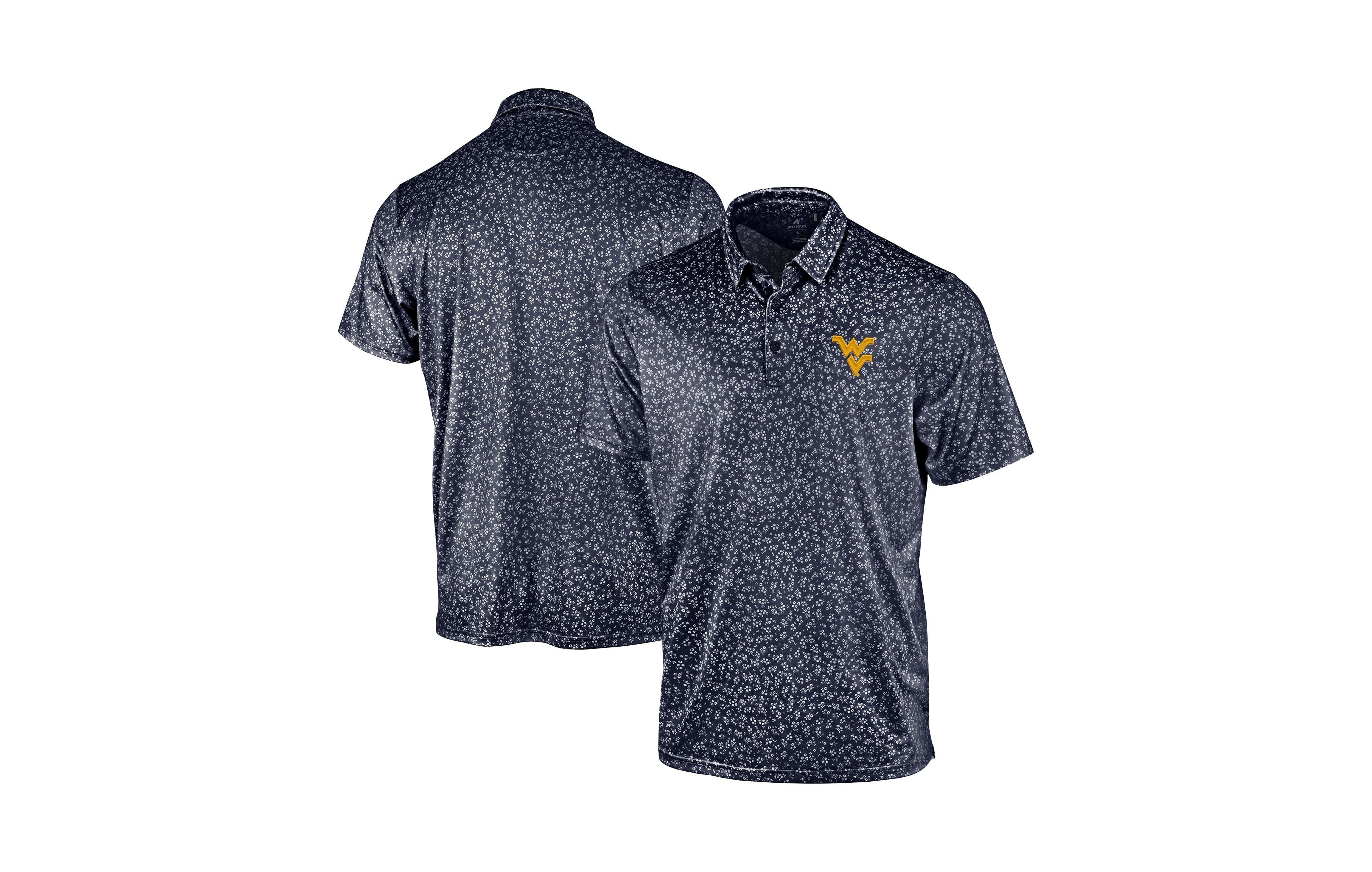 Antigua Men's Navy West Virginia Mountaineers Mono Floral Polo Shirt