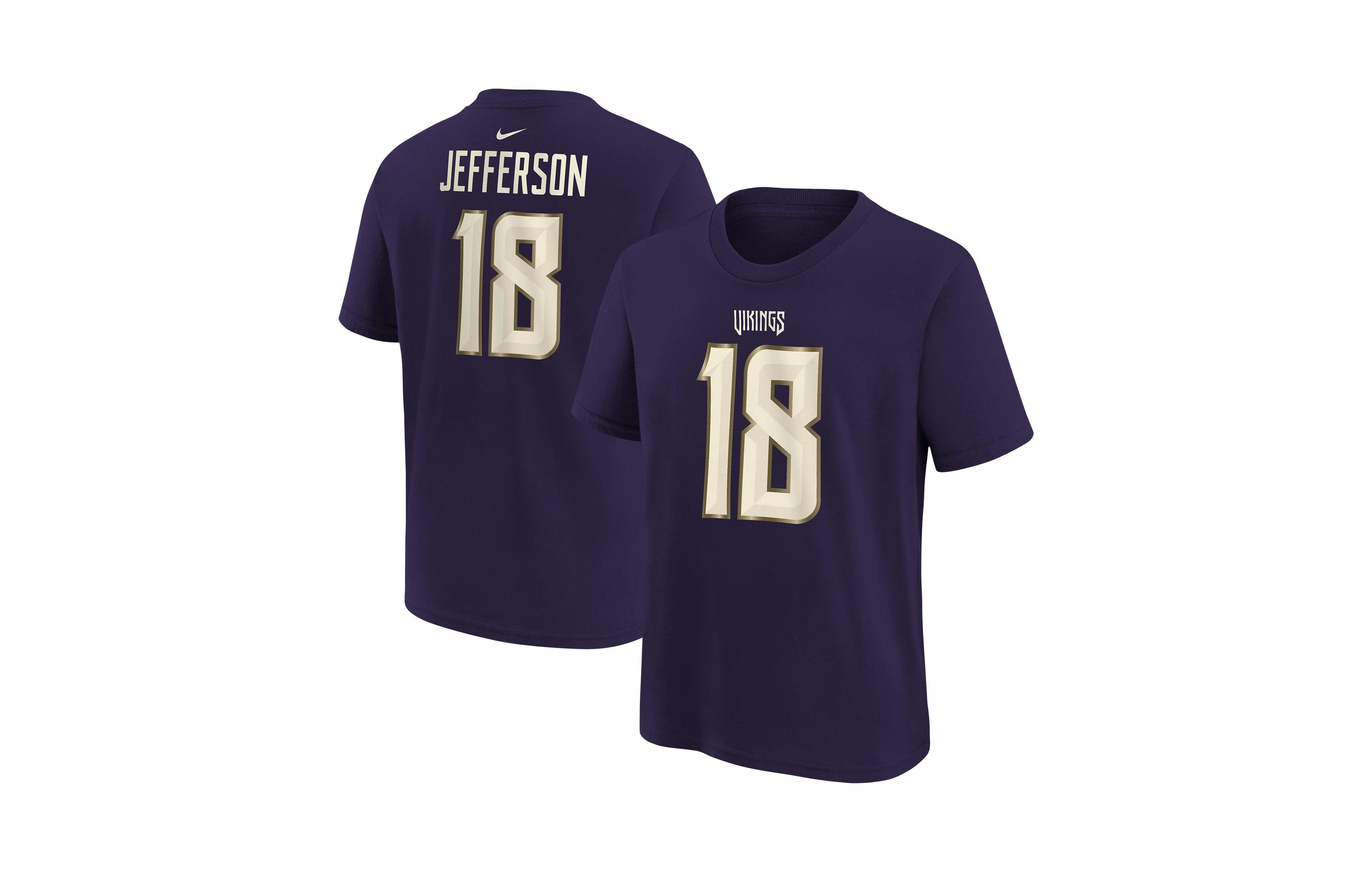 Nike Big Boys' and Girls' Justin Jefferson Purple Minnesota Vikings 2026 Rivalries Collection Name & Number T-Shirt