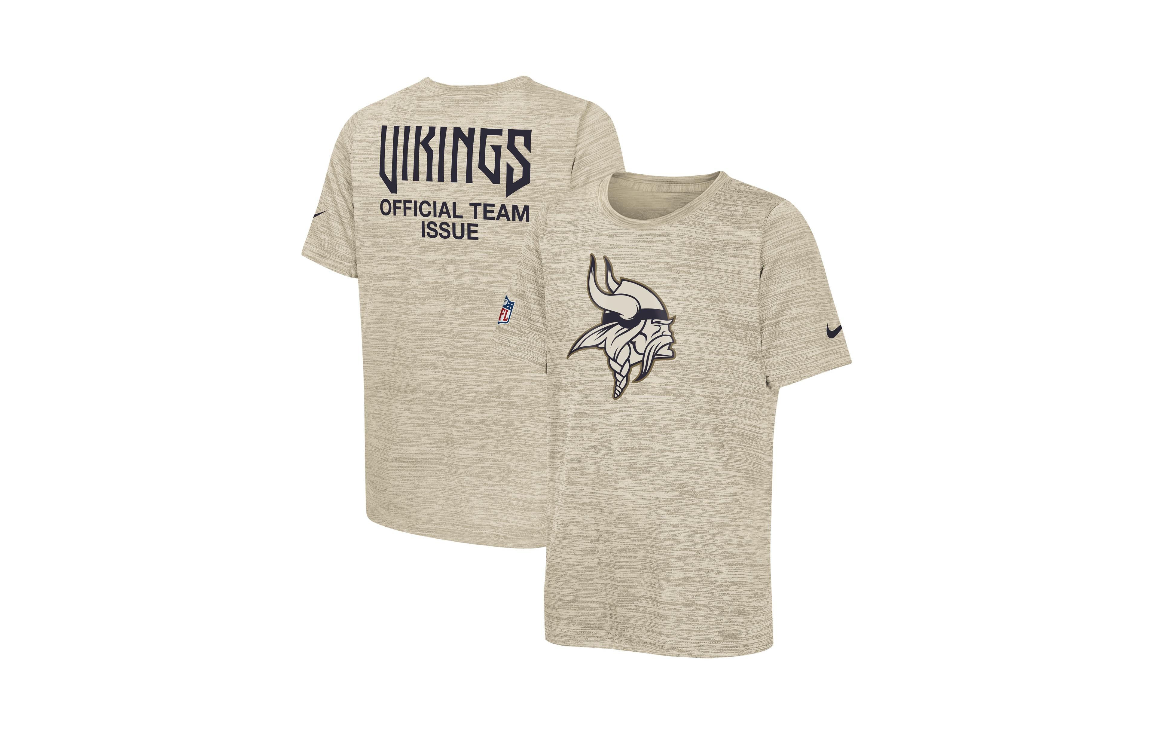 Nike Big Boys' and Girls' Natural Minnesota Vikings 2026 Rivalries Collection Sideline Velocity T-Shirt