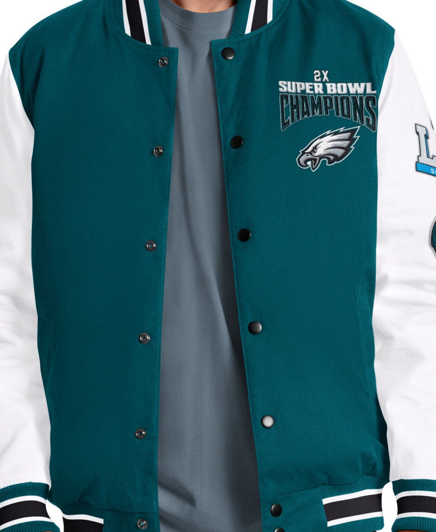 Мужская куртка Starter Midnight Green Philadelphia Eagles Playoffs Varsity Full-Snap — фото 3