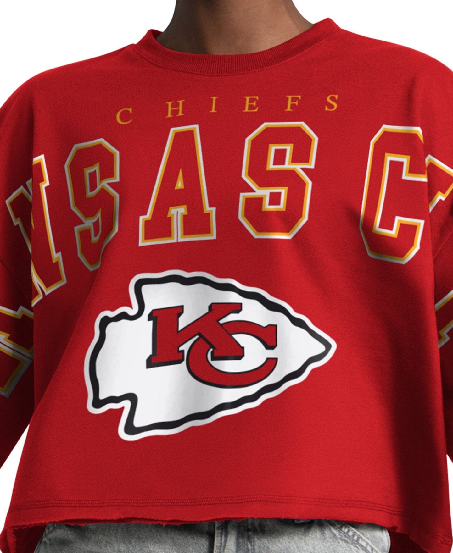 Женская толстовка Starter Red Kansas City Chiefs Bleachers Cropped — фото 3