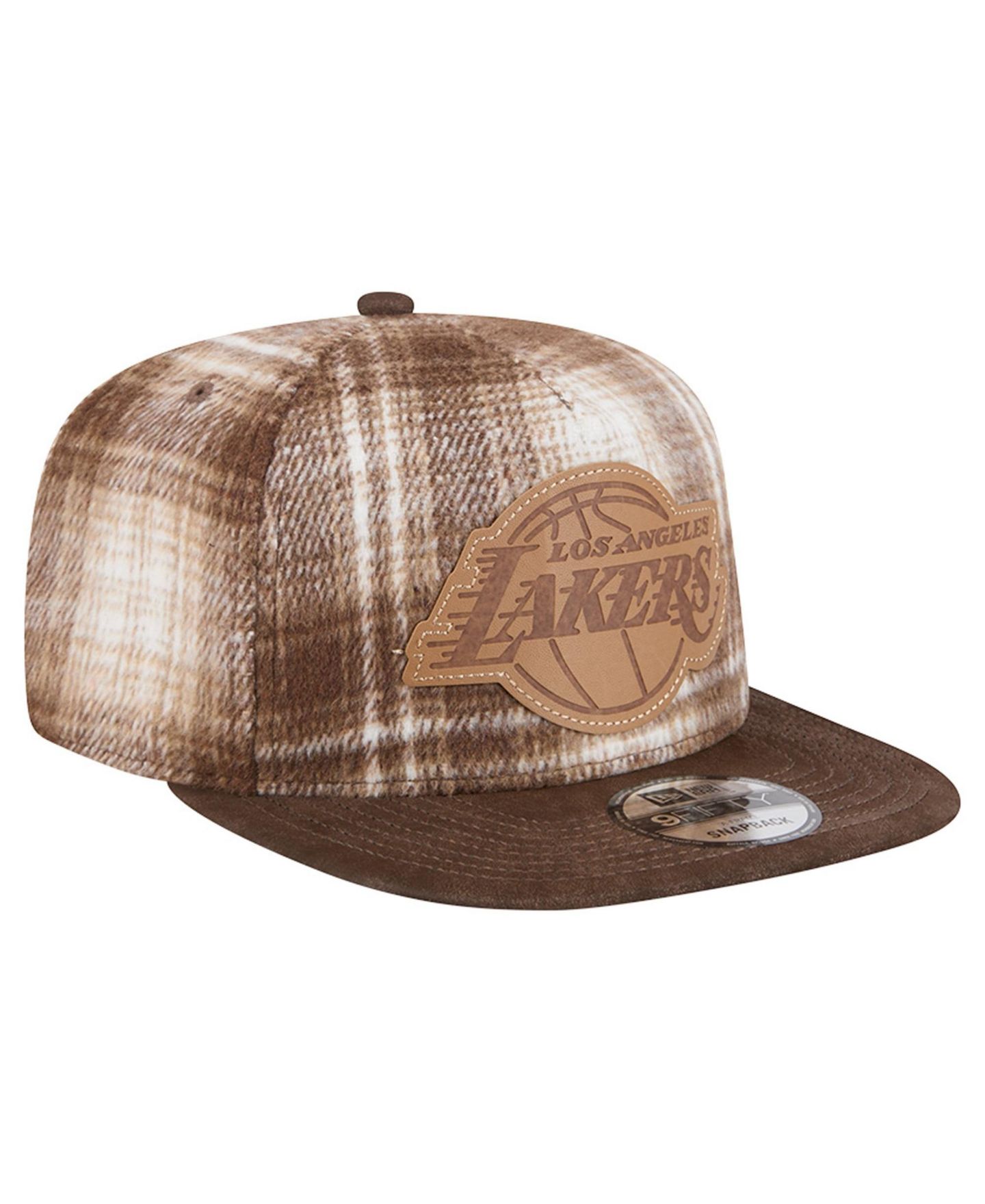 Мужская кепка New Era Brown Los Angeles Lakers Plaid 9FIFTY A-Frame Adjustable Hat — фото 3
