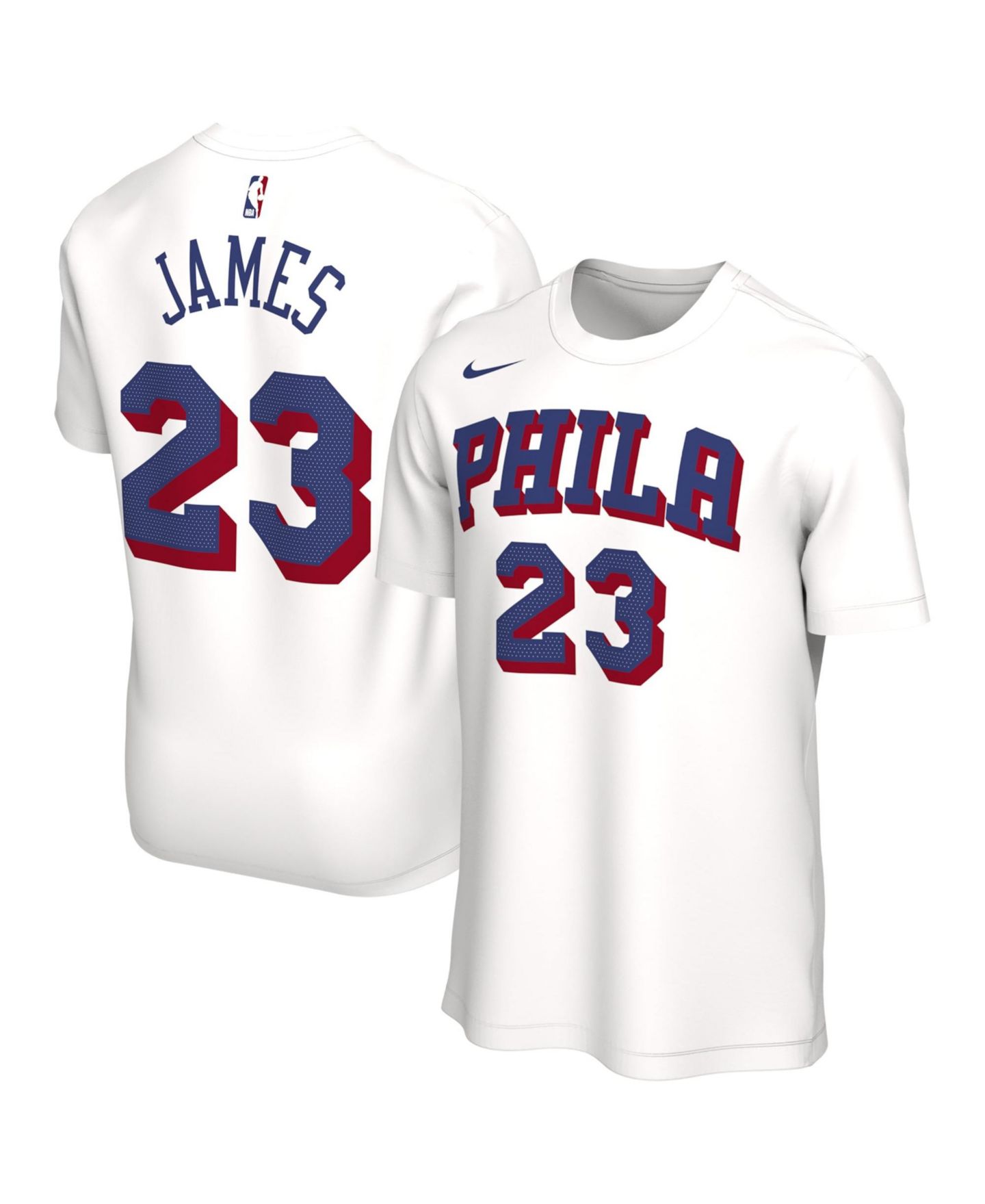 Футболка Nike LeBron James White Philadelphia 76ers Association Edition Name & Number — фото 1