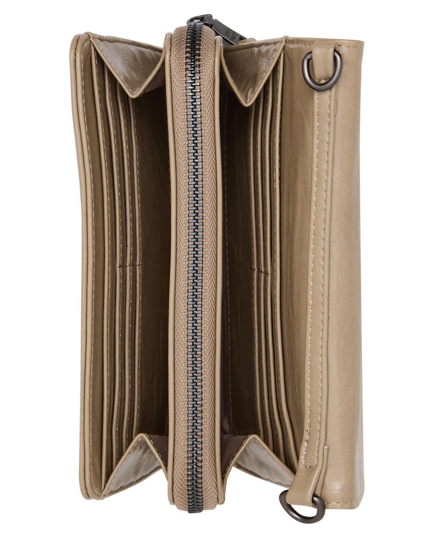 Женский кошелёк Steve Madden Carli Faux Leather Crossbody Wallet with Zipper Pocket, цвет: Бежевый — фото 4