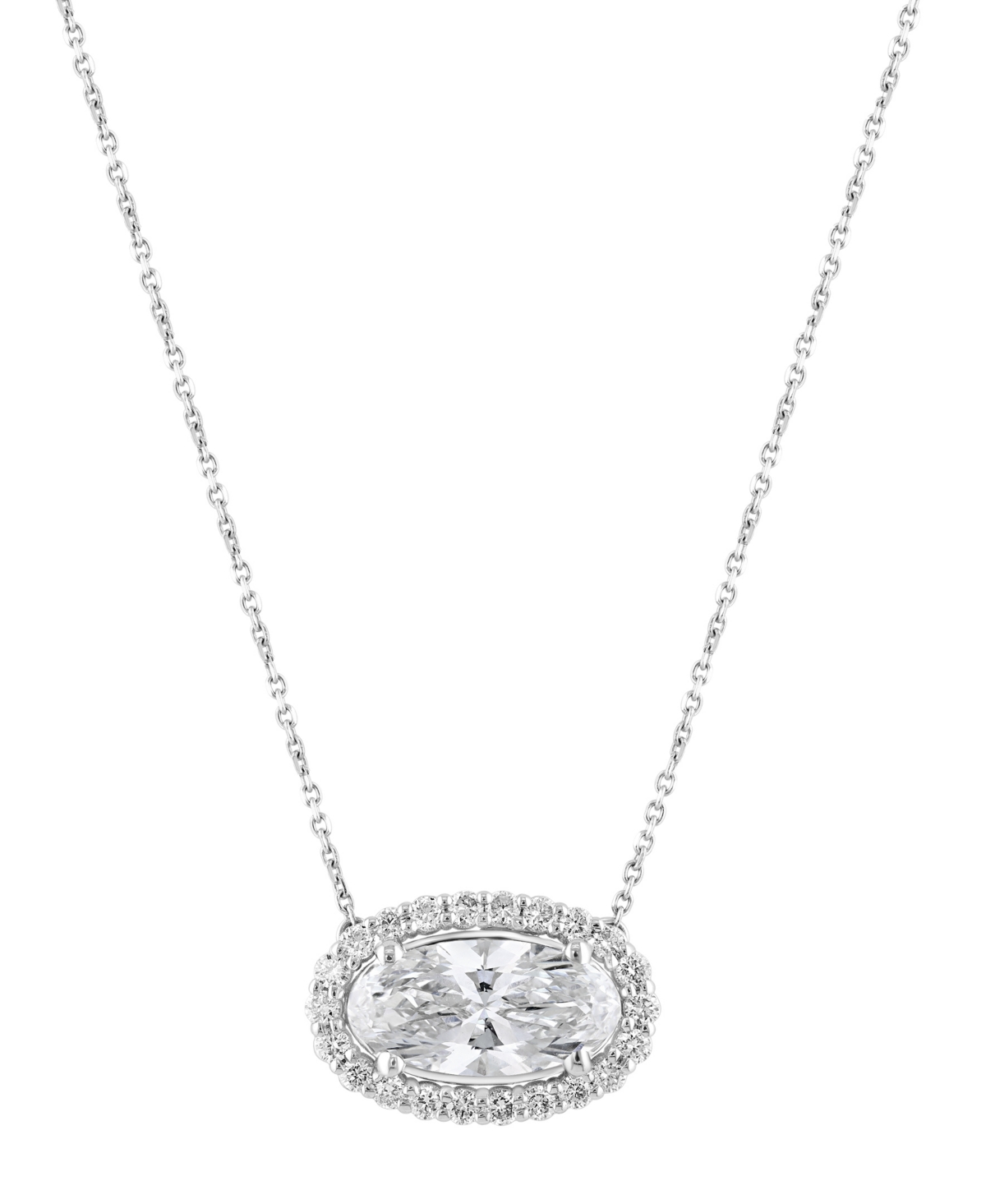 Effy Lab Grown Diamond Oval Halo Pendant (2-3/8 ct. t.w.) in 14K White Gold