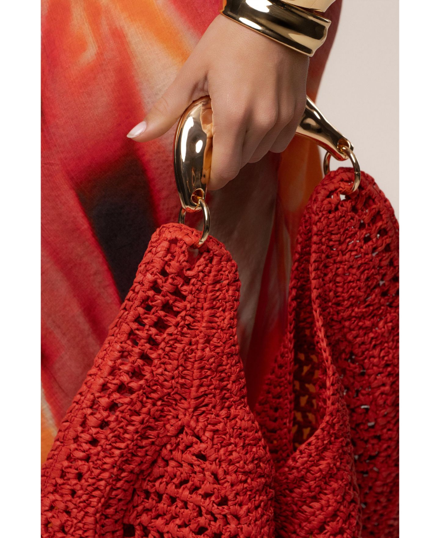 Женская сумка JLUXLABEL Seaside Crescent-Shaped Woven Tote, цвет: Красный — фото 9