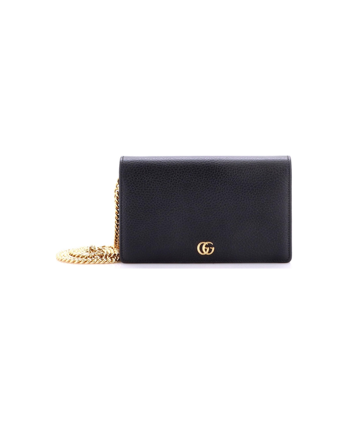 Pre-Owned Gucci Mini Petite Gg Marmont Chain Wallet Leather - Black