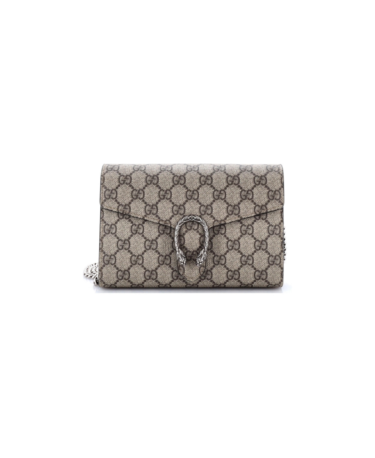 Pre-Owned Gucci Small Dionysus Chain Wallet Gg Coated Canvas - Brown
