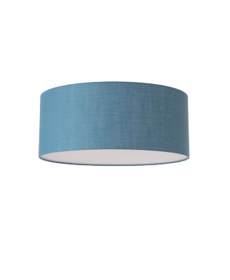 Stretch Flush Mount,  Linen Drum Shade, Weathered Brass