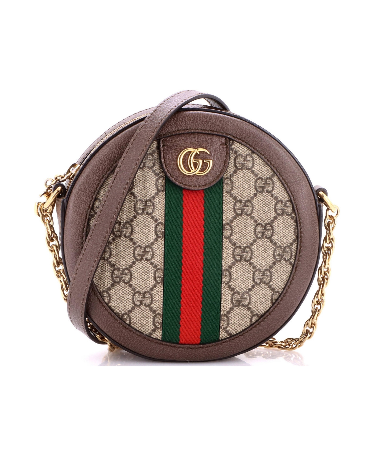 Pre-Owned Gucci Mini Ophidia Round Shoulder Bag Gg Coated Canvas - Brown